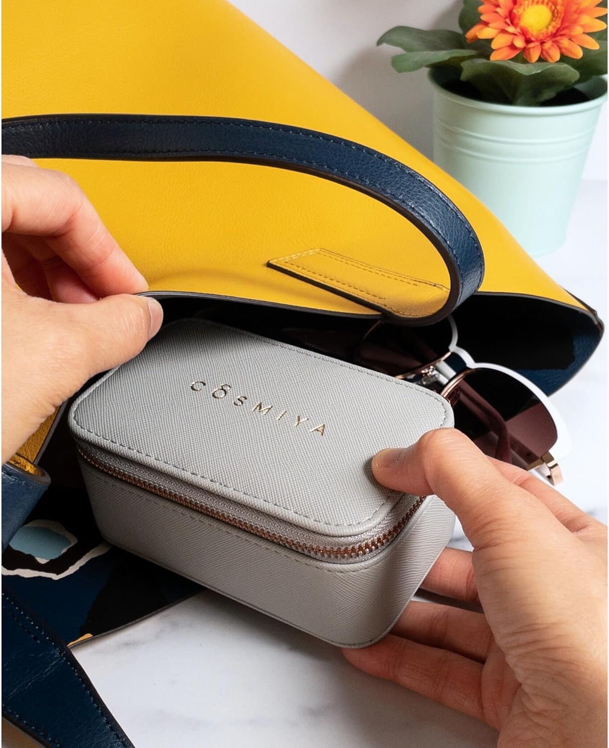 Personalized Initial Travel Jewelry Case - Monogram Custom Gifts For Women, Bridesmaid Proposal Gifts, Travel Jewelry Organizer, Customized Travel Jewelry Box, Birthday Gifts (Grey, No Monogram)