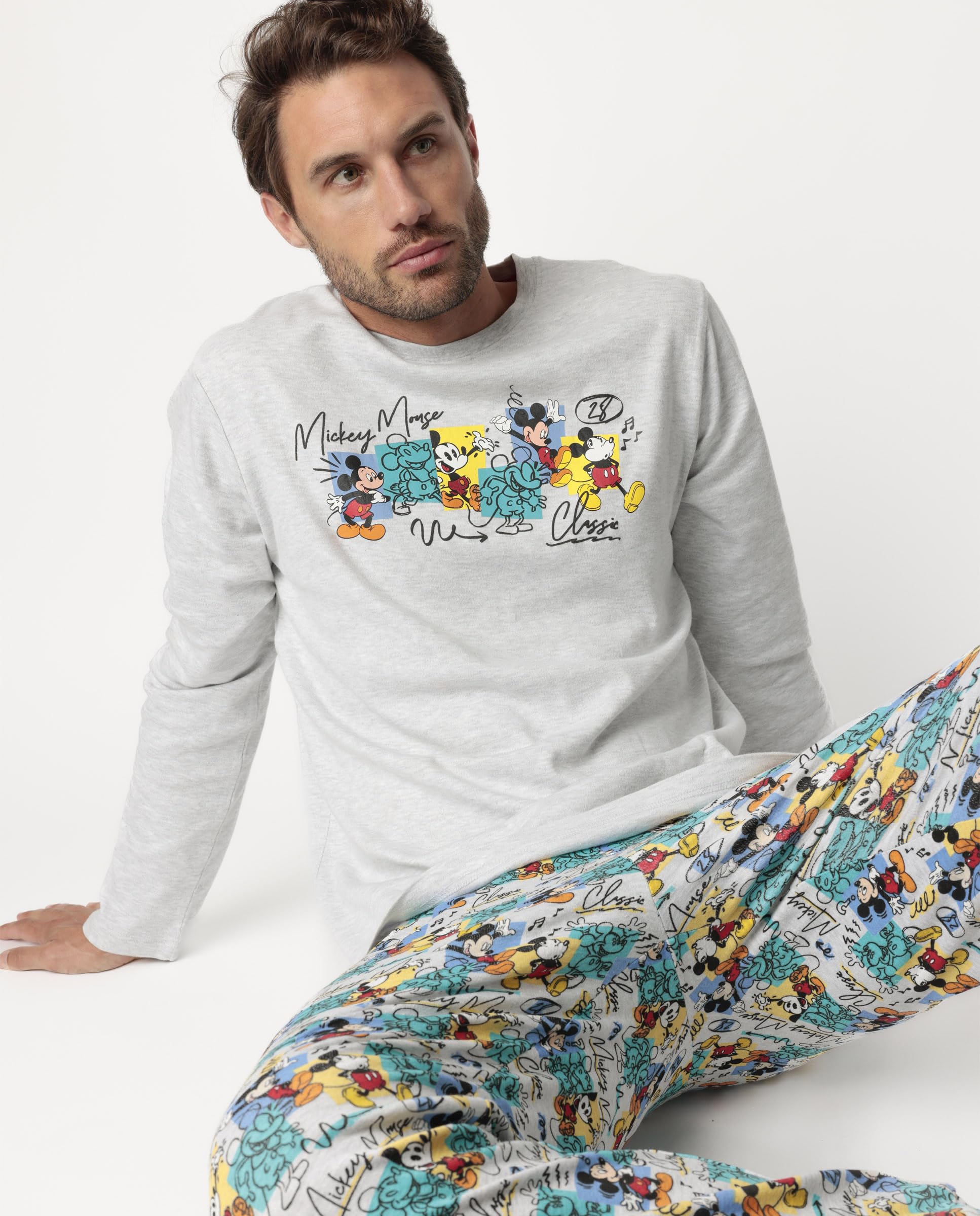 Disney Pijama Manga Larga Original Mickey para Hombre