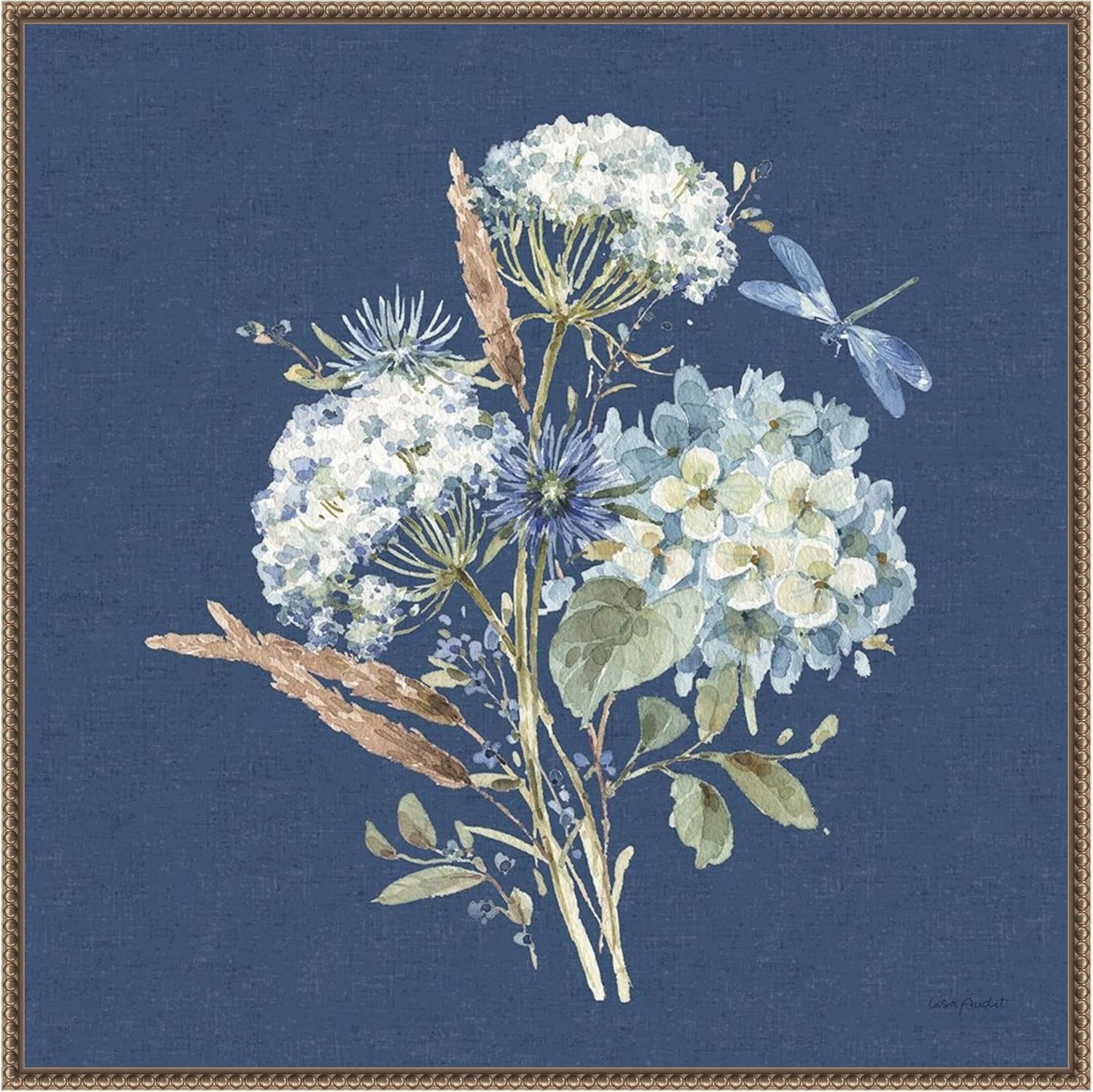 Amanti Art Framed Canvas Wall Art 30x30 Bohemian Blue 06B by Lisa Audit, Framed Wall Art Canvas, Flowers Artwork, Traditional Decor, Large Poster Painting for Living Room, Bedroom, Bathroom, Kitchen,