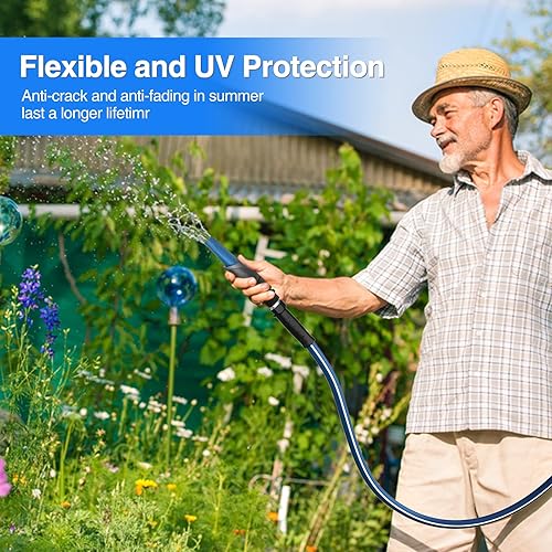 Miniatura 8 de GREENER Manguera de jardín híbrida resistente de 50 pies de diámetro, manguera interior duradera de jardín para caravana con mango de agarre