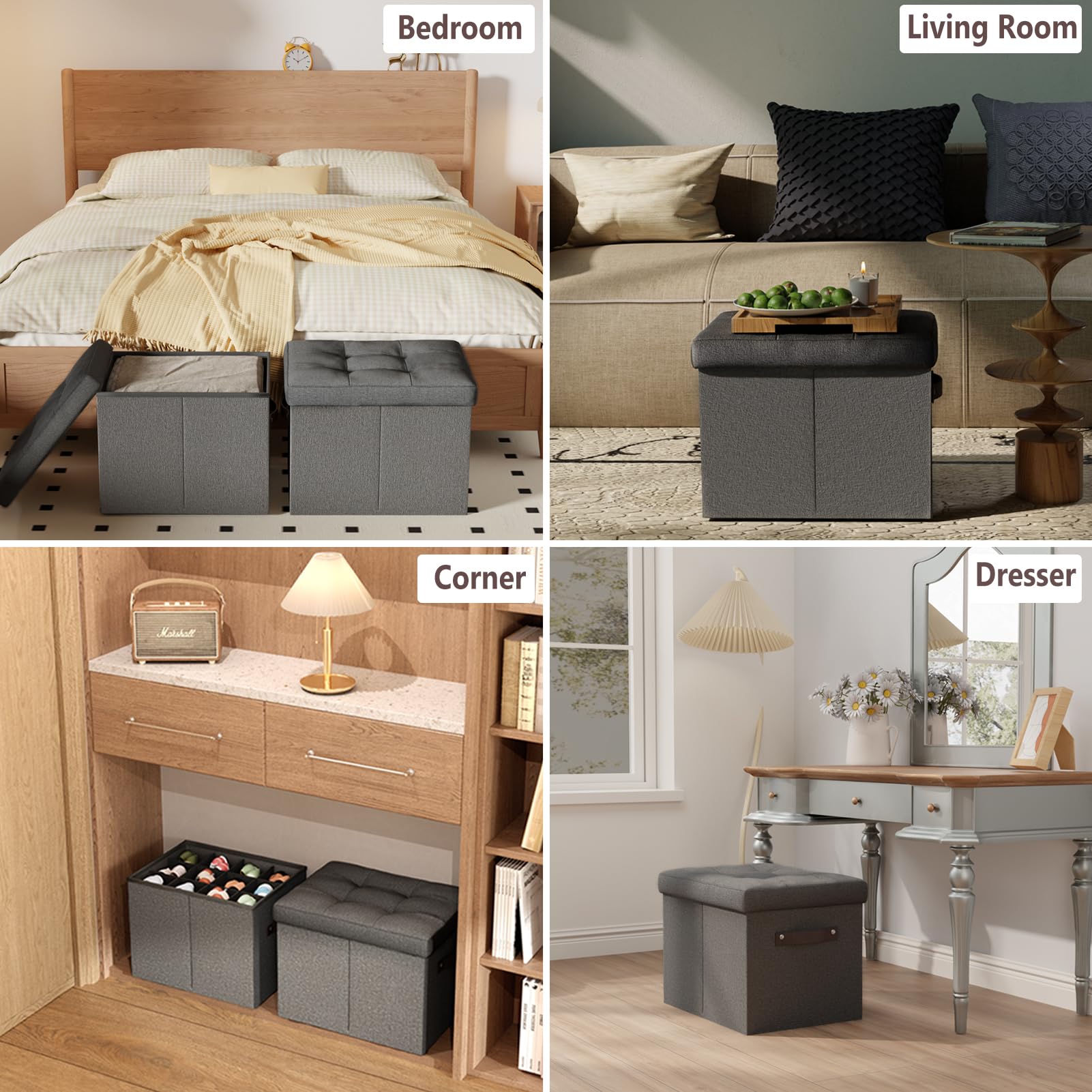 2 Stück Schuhorganizer Sitzbank mit Stauraum - Verstellbar Trenner Aufbewahrungsbox für Schuhe | Spielzeug | Kleidung | Decke, Sitzhocker Sitztruhe Schuhaufbewahrung Schuhschrank Schuhboxen
