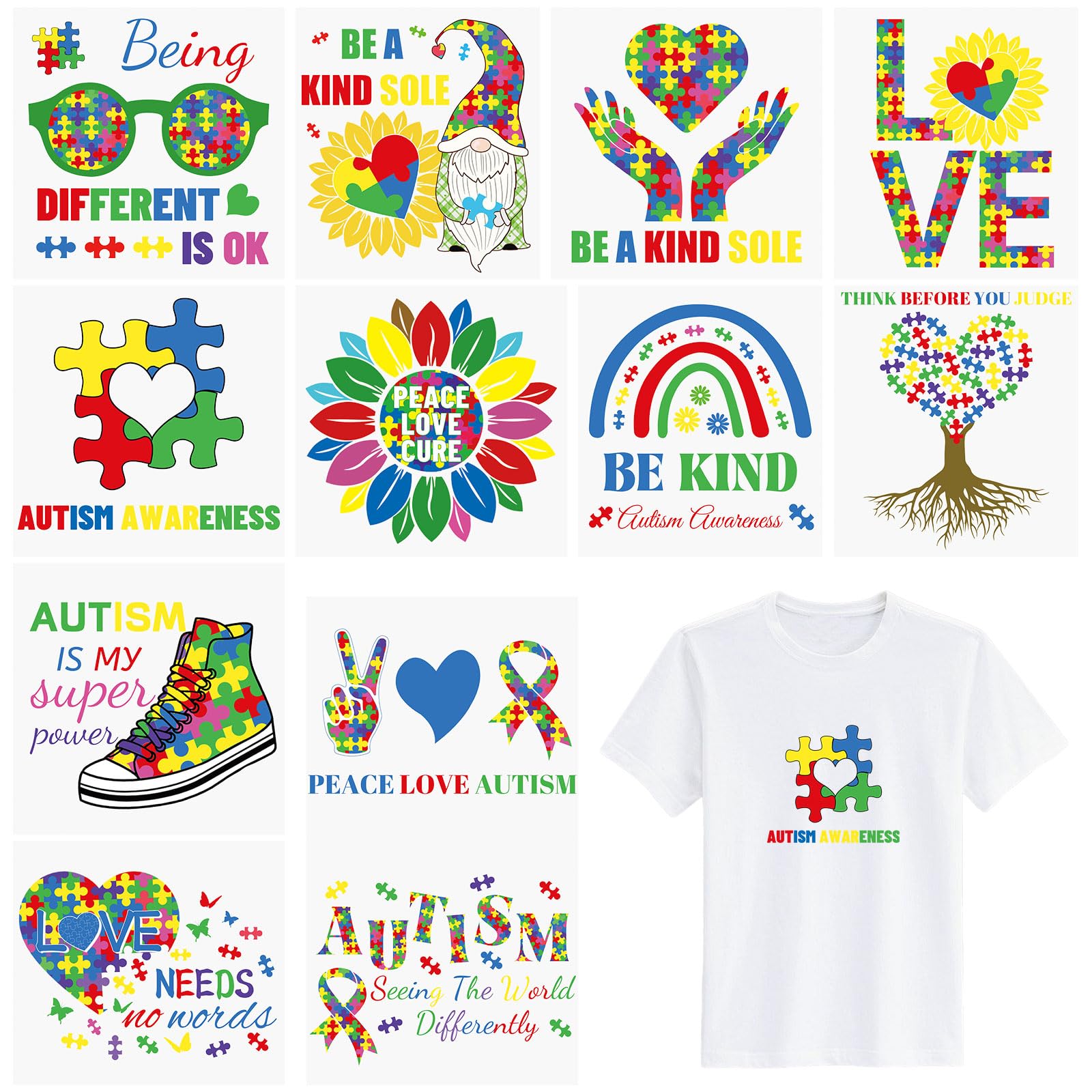Autism Iron-On Transfer For Clothing Patches DIY Washable T-Shirts Thermo Sticker Applique T10495 Autism Iron-On Transfer For Clothing Patches DIY Washable T-Shirts Thermo Sticker Applique T10495