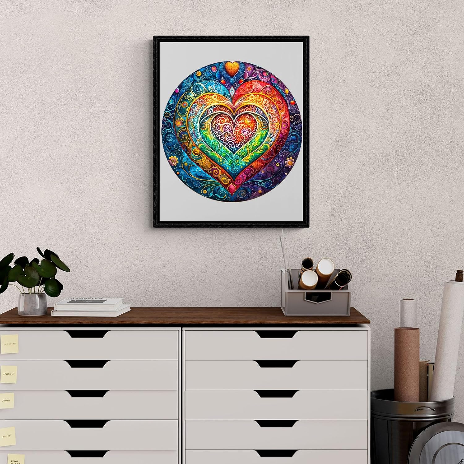 Wooden Puzzles for Adults - Mandala Heart Wood Puzzles Adult - Unique Animal Shape Wooden Jigsaw Puzzles for Adults - Birthday Gifts for Puzzle Lovers (M-11.4 * 11.4in - 200 Pieces)
