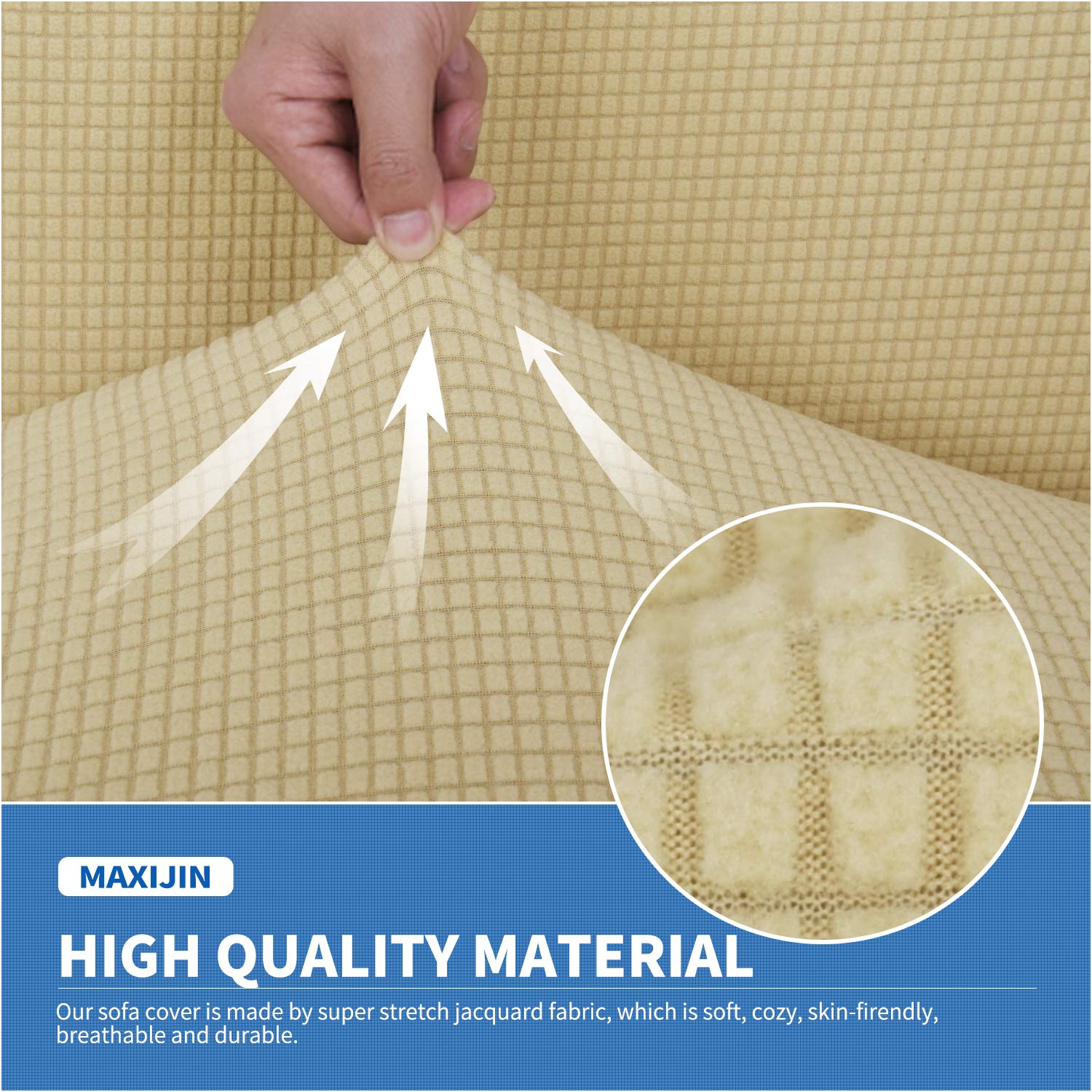 MAXIJIN Super Stretch Dining Room Chair Cover Jacquard Spandex Dining Parsons Chair Slipcover Removable Chair Protector Covers for Dining Room,Hotel,Kitchen,Ceremony (Beige - Image 4
