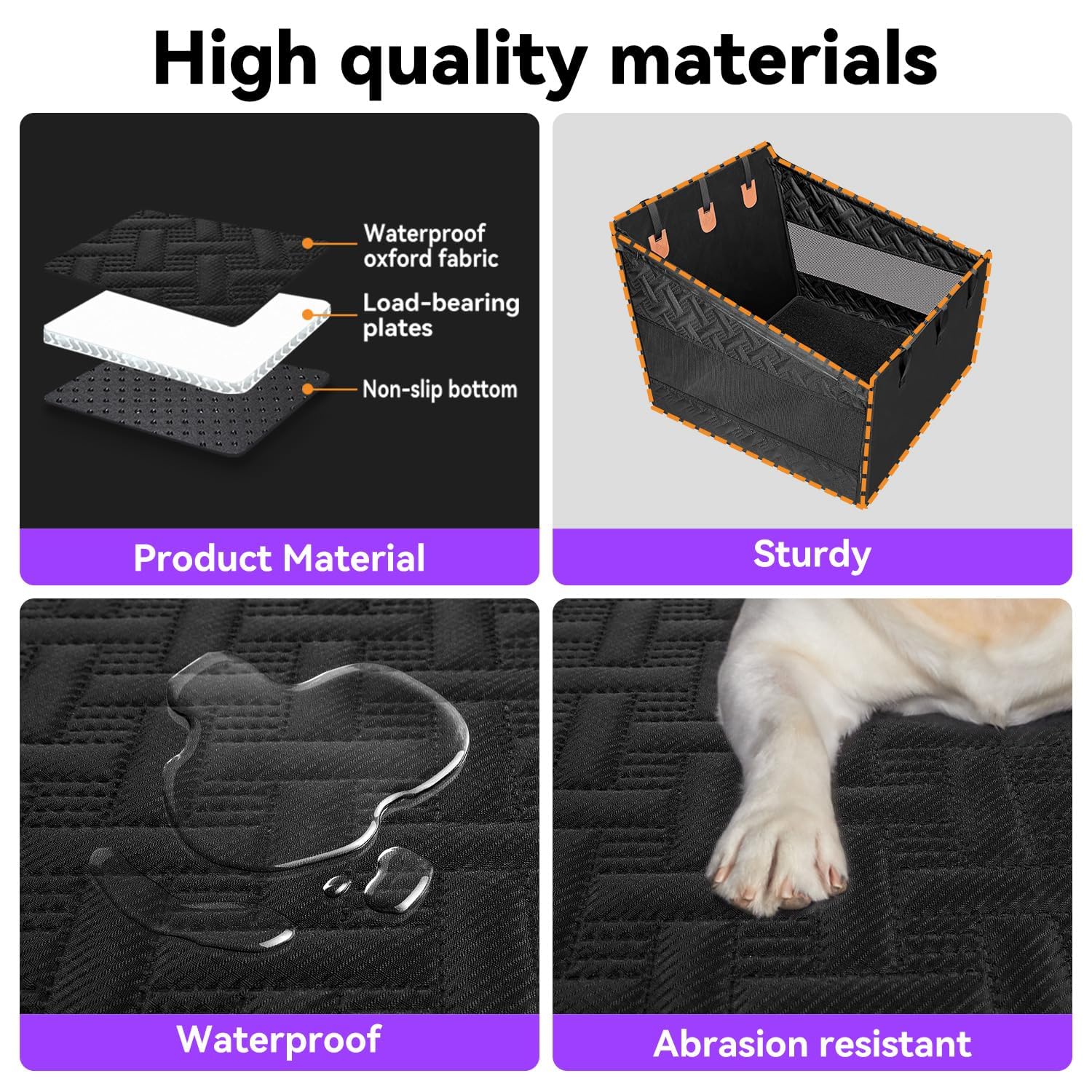 Asiento para Perros, Apto para Perros Grandes y medianos, Plegable, Lavable, Impermeable, Reforzado con Ventanas de Malla, Cinturones de Seguridad,Compatible con Todos los vehículos