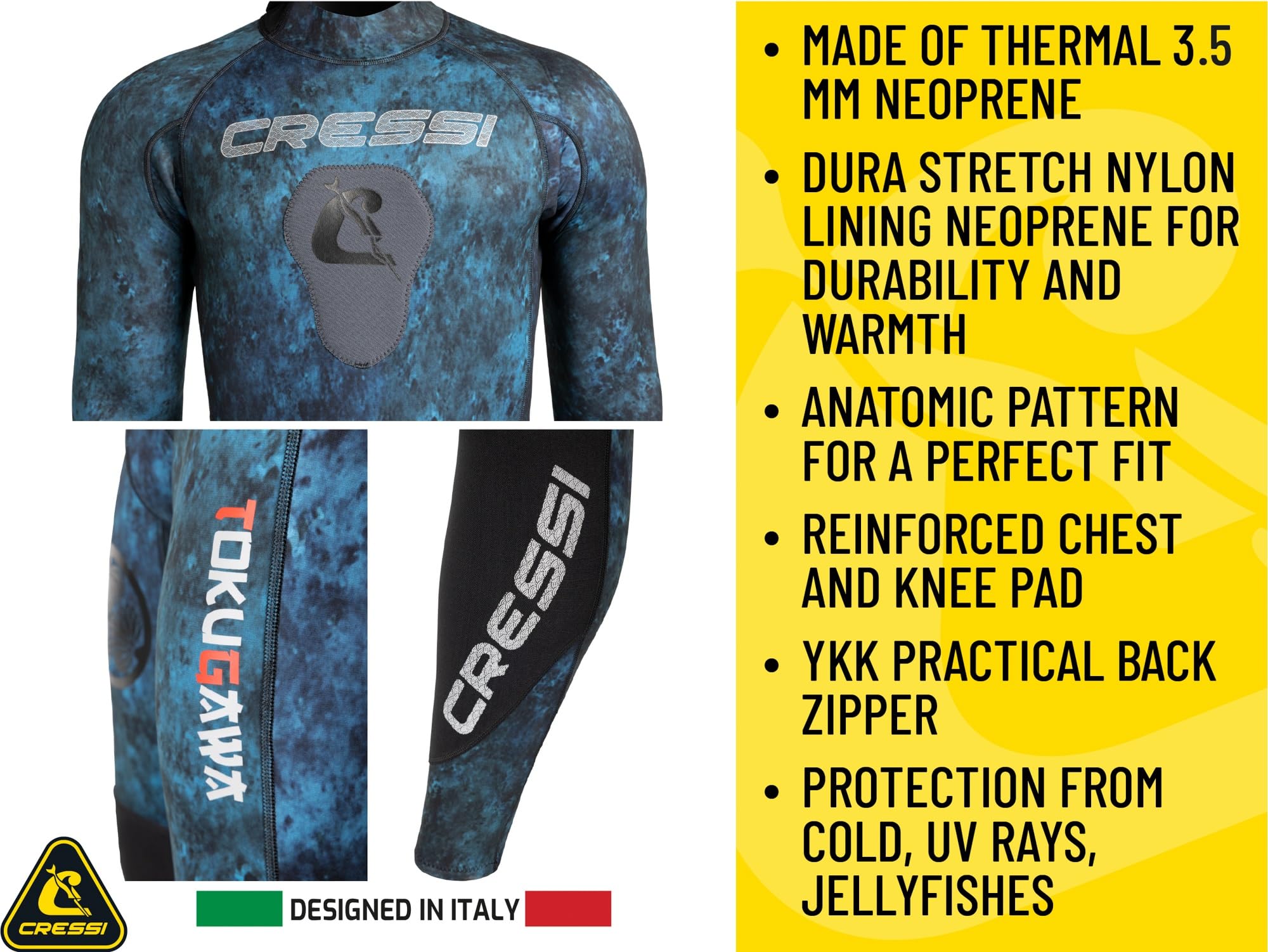 Amazon.com: Cressi Tokugawa Open Cell Neoprene w/Hood 3.5mm Man, S
