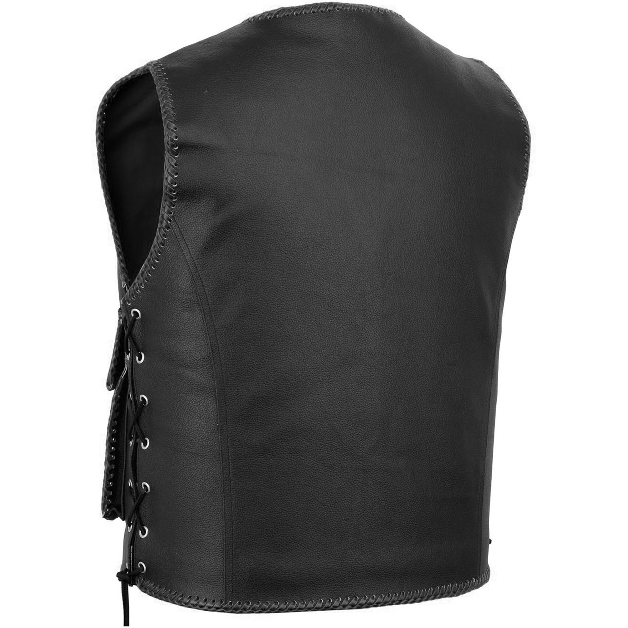 German Wear Lederweste Herren Motorrad Leder Kutte Karabiner Bikerweste Motorradweste geflochten