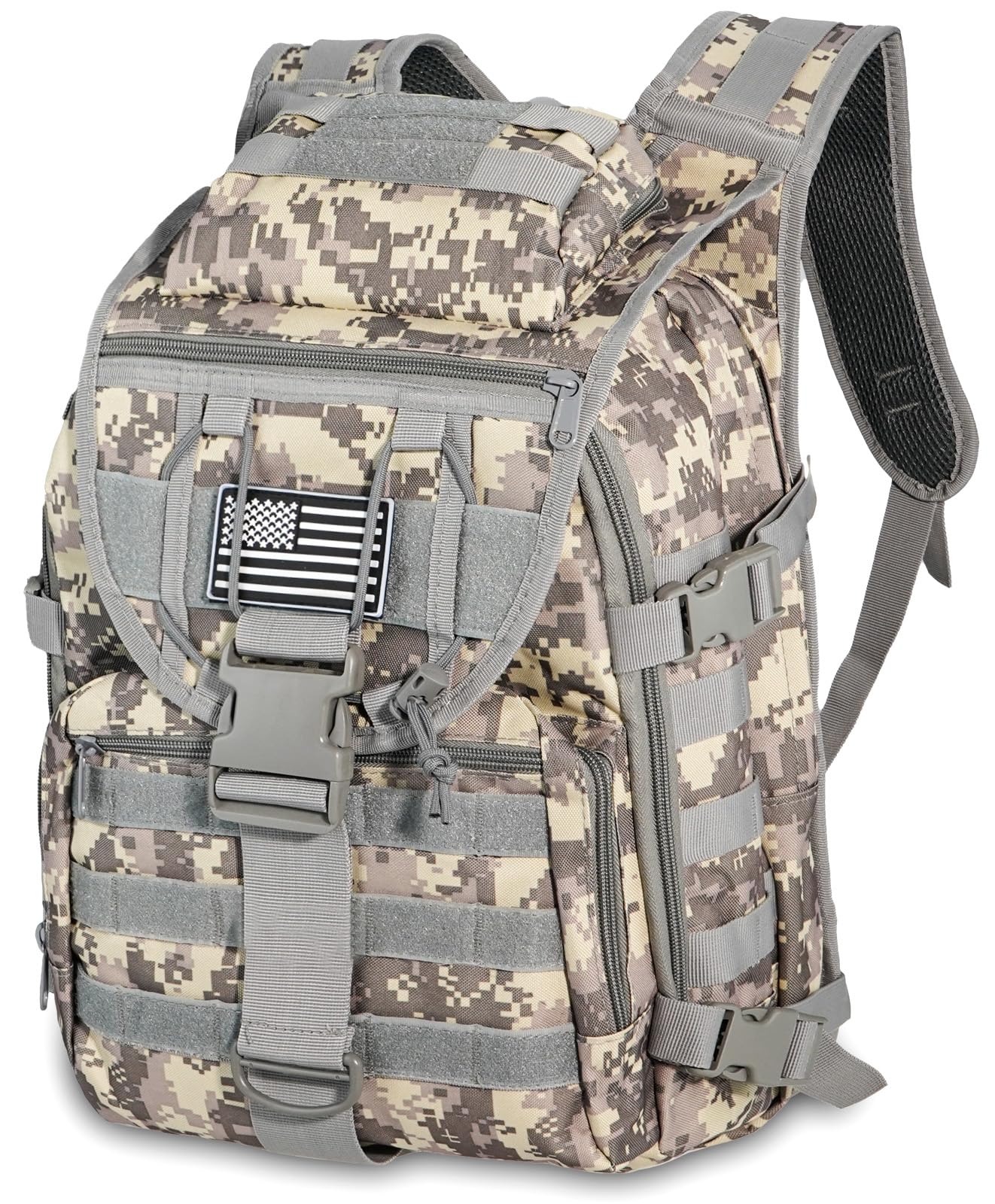 FEWOFJ Military Tactical Hiking Backpacks for Men, Survival Army Camo Rucksack for Camping Trekking