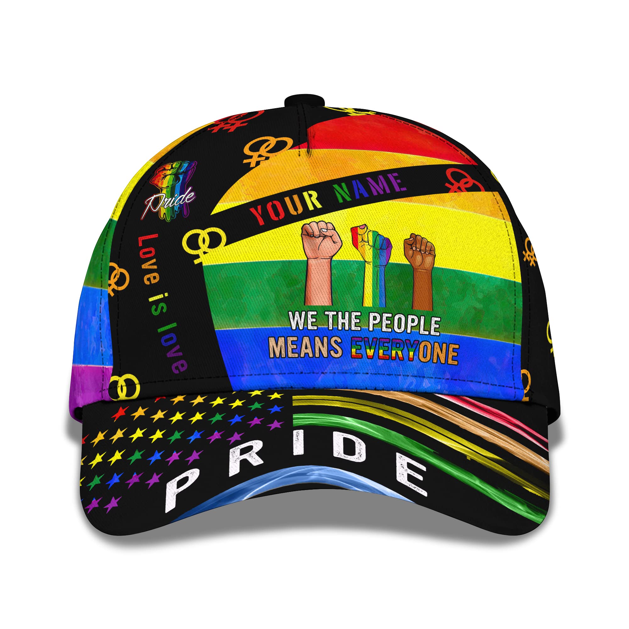 456 Golf Ball Hat LGBT Pride We The People Means Everyone Custom Name Cap for Lesbian Gay Les Cap Washed Plain Baseball Cap Classic Baseball Cap for Adult Boys Men