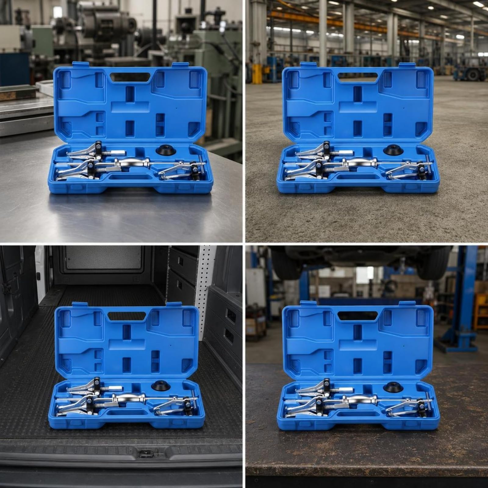 Kit Extracteur Roulement 5 Pièces en Acier Carbone Poignée Coulissante Bagues Adaptatrices pour Travaux Maintenance Automobile Atelier Mécanique, Bleu