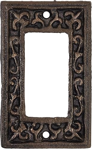 Vista 12 de Lulu Decor, Fleur De Lis - Placa para interruptor de hierro fundido en acabado marrón rústico antiguo, perfecta para cualquier habitación u oficina