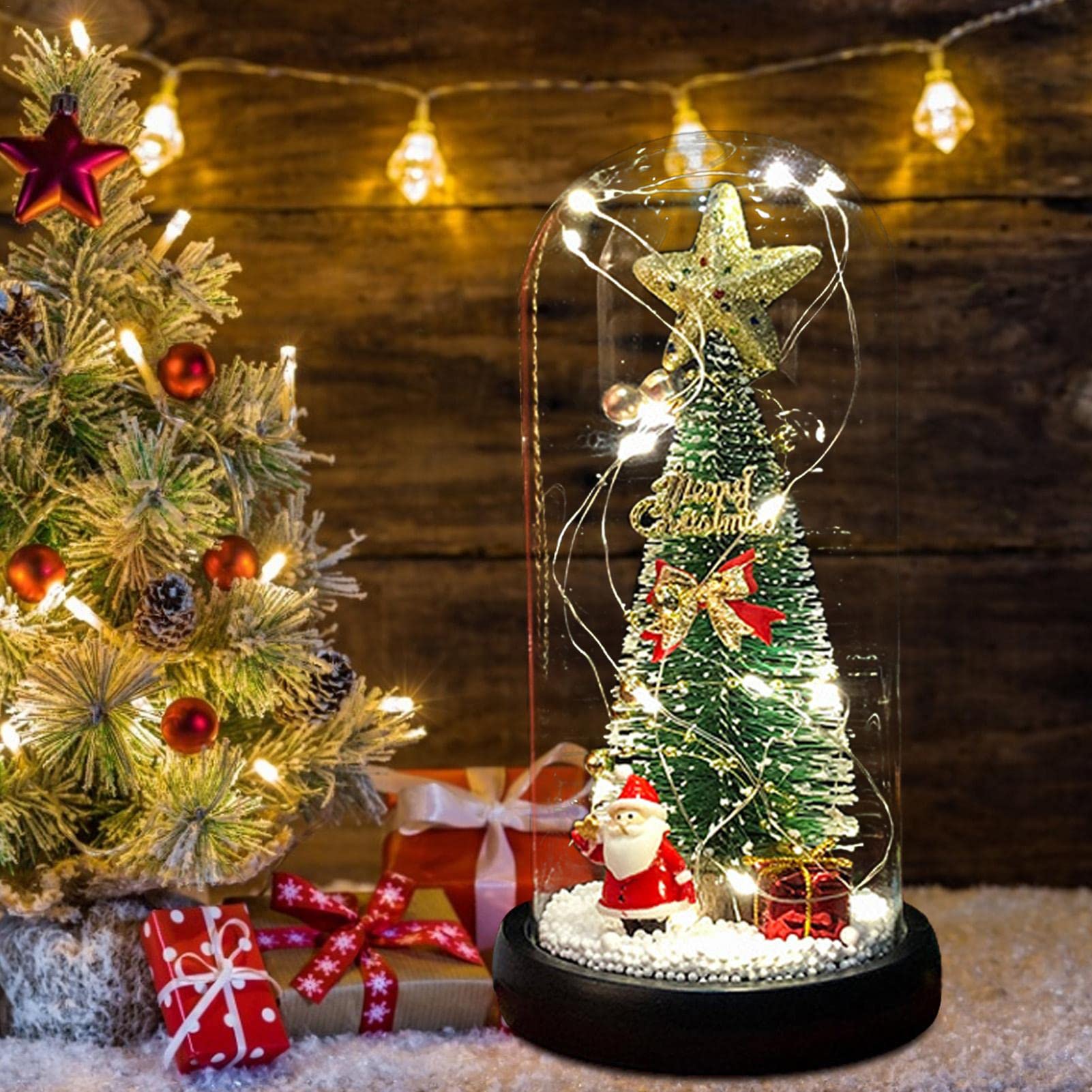 Amazon.co.jp: ミニチュアクリスマスツリー、LEDストリングライトと 