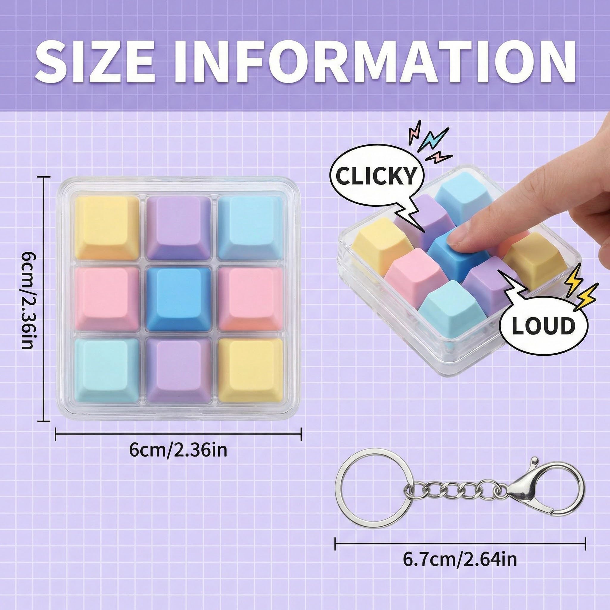 Keyboard Fidget Toy,Fidget Clicker,Mini Clicker Fidget Toy,9 Key Clicker,Colorful Fidget Toys for Adults Kids,Stress Relief Decompression for Home Office School,Keychain Multi Color Finger Exercise - Image 2