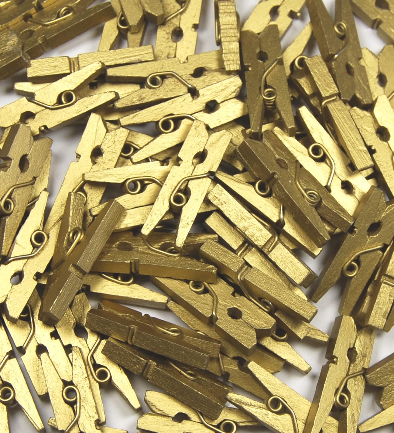Celloexpress Gold Mini Wooden Crafts Pegs - Small Wood Clips - 35Mm, Pack Of 50