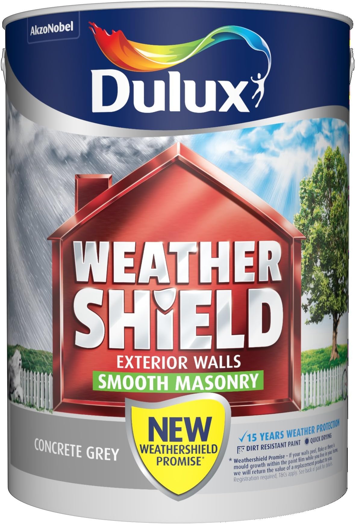 Dulux Weathershield Smooth Masonry Paint Concrete Grey 5L