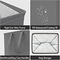 Vista 5 de Canasta de lavandería grande plegable de 75L con asas, cesta de ropa sucia impermeable para dormitorio, canasta de lavandería alta independiente