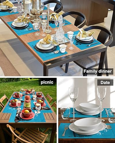 Miniatura 5 de Groundhog Day Table Placemats for Dining Table Set of 6,Cotton Linen Cloth Kitchen Place Mats with Pocket,Washable Burlap