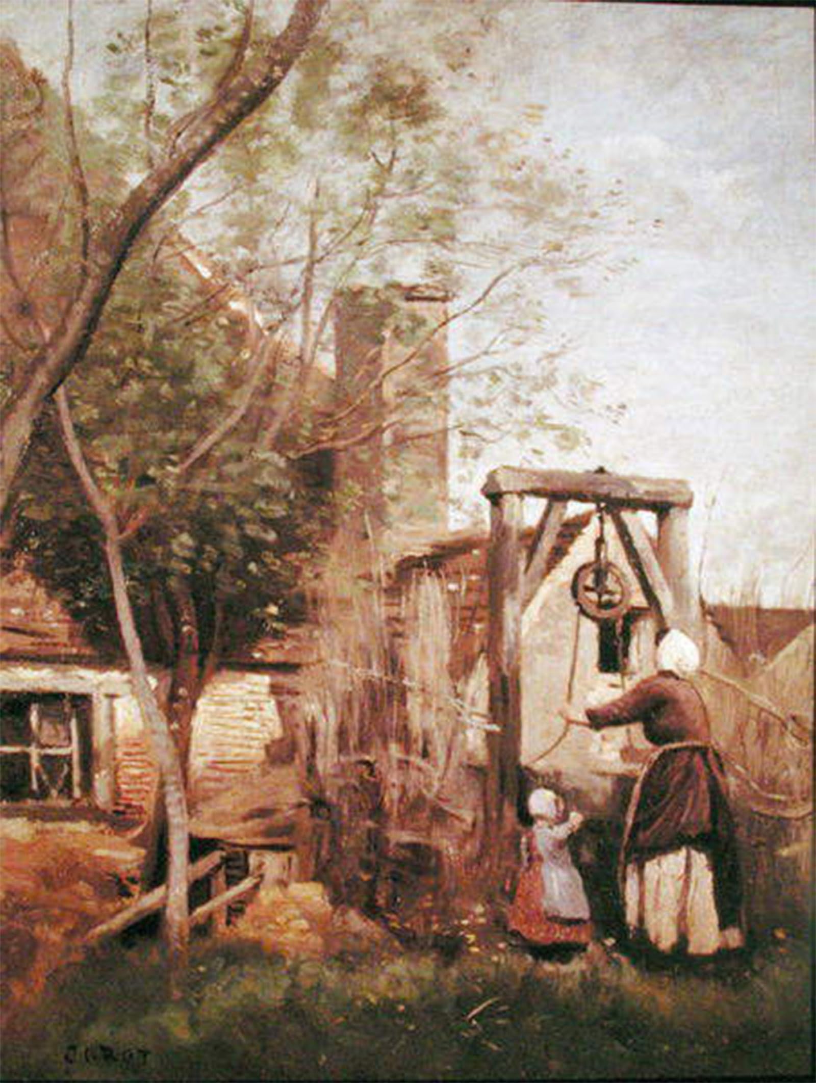 POSTERIIk Famous Modern Artwork Art Mural The Well by Jean Baptiste Camille Corot Oil Paintings Pictures for Home Decor 60x90cm