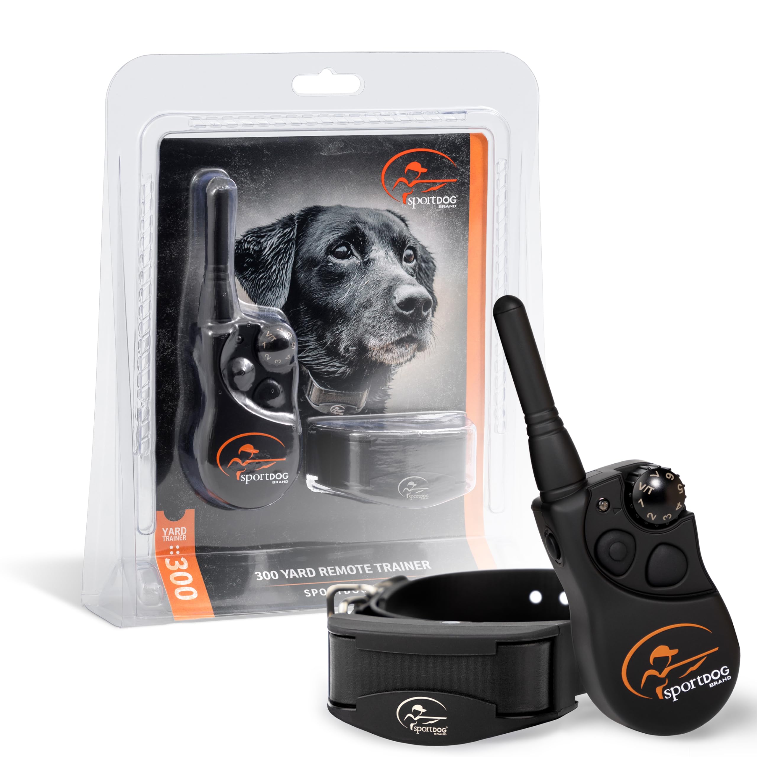 SportDOG Brand YardTrainer 300 Remote Trainer - Waterproof, Submersible, 7 Levels of Stimulation, Vibrate & Tone, Suitable for Dogs 8 lbs and Up, Black, 3 Piece Set