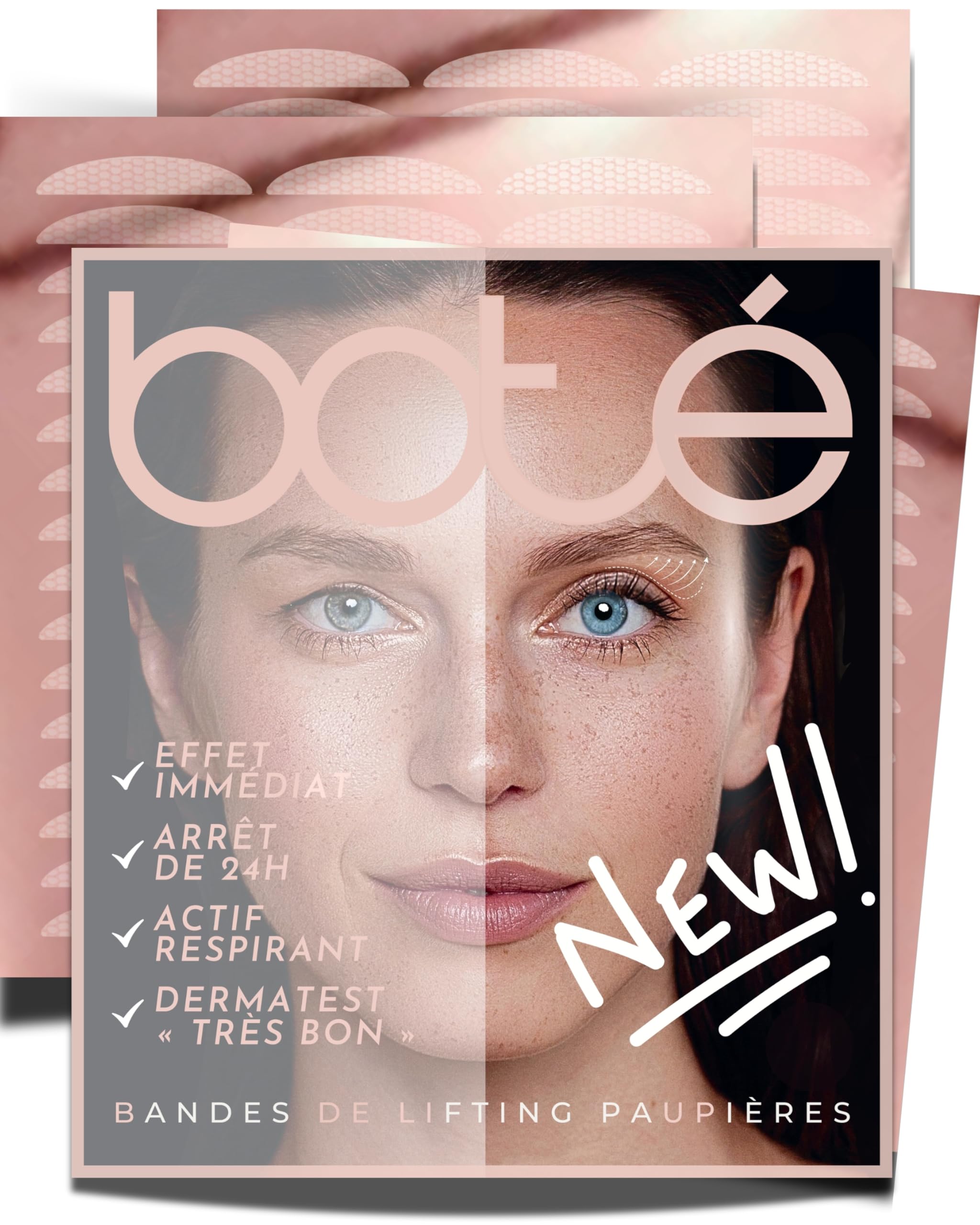 BOTÉ Patch paupière tombante 144 L - Bande rehausseur paupières invisible, autocollant et respirant - Eyelid lifting tape pour paupières tombantes