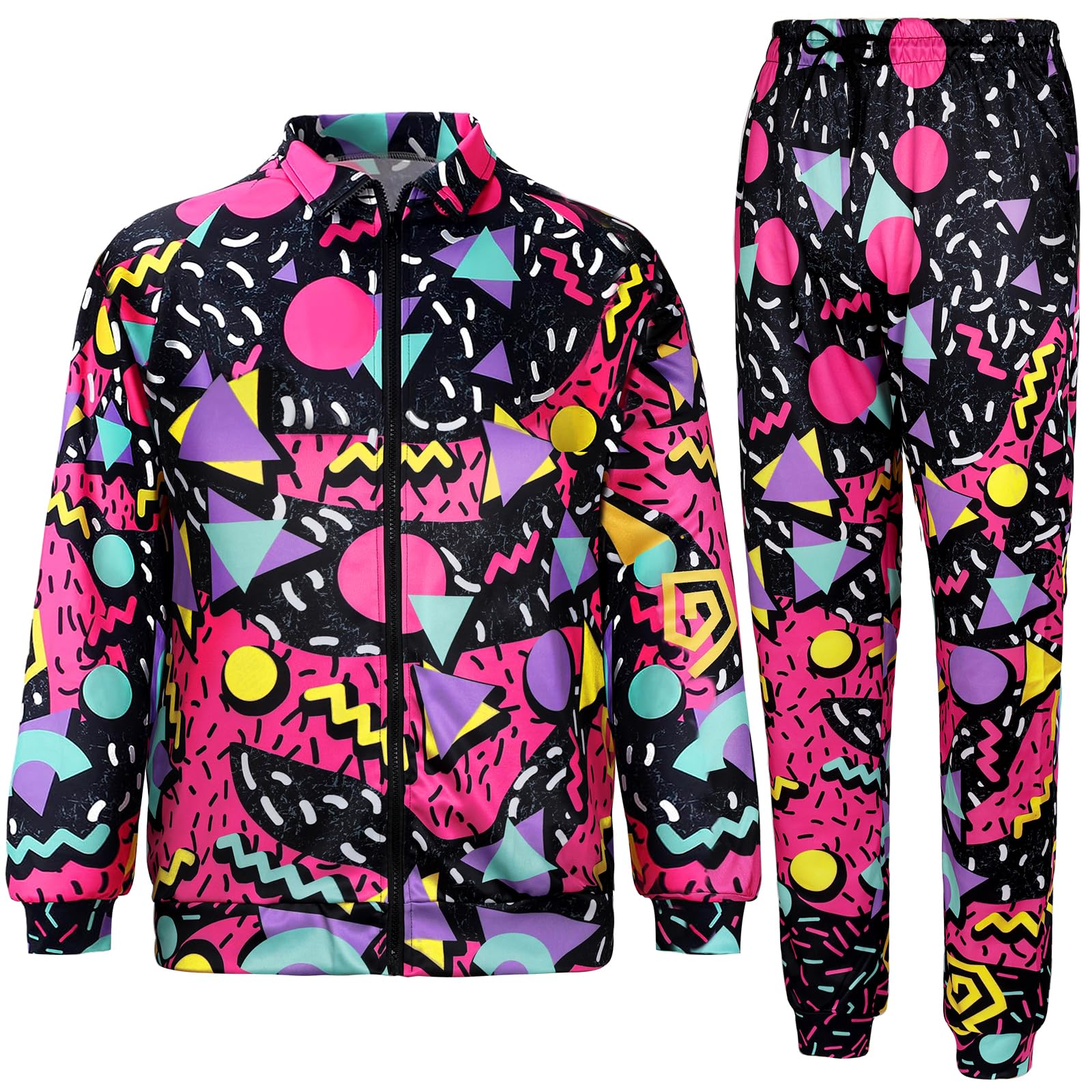 Arssm Retro 80s 90s Outfit Sets for Men Vintage Jacket and Joggers Sweatpants 80s Tracksuit Streetwear