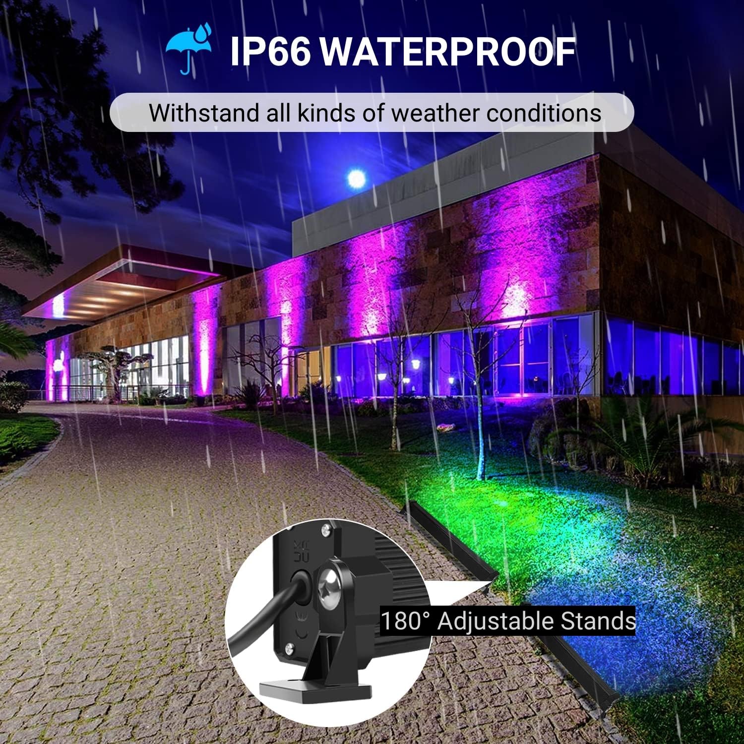 MEIHUA Led RGB Strahler 42W Wallwasher mit Fernbedienung 2 Stück - 3600Lumen, 10 Farben 30 Dynamische Modi, 3 Timer, IP66 Wasserdicht für DJ Home Bühnen Party Garten