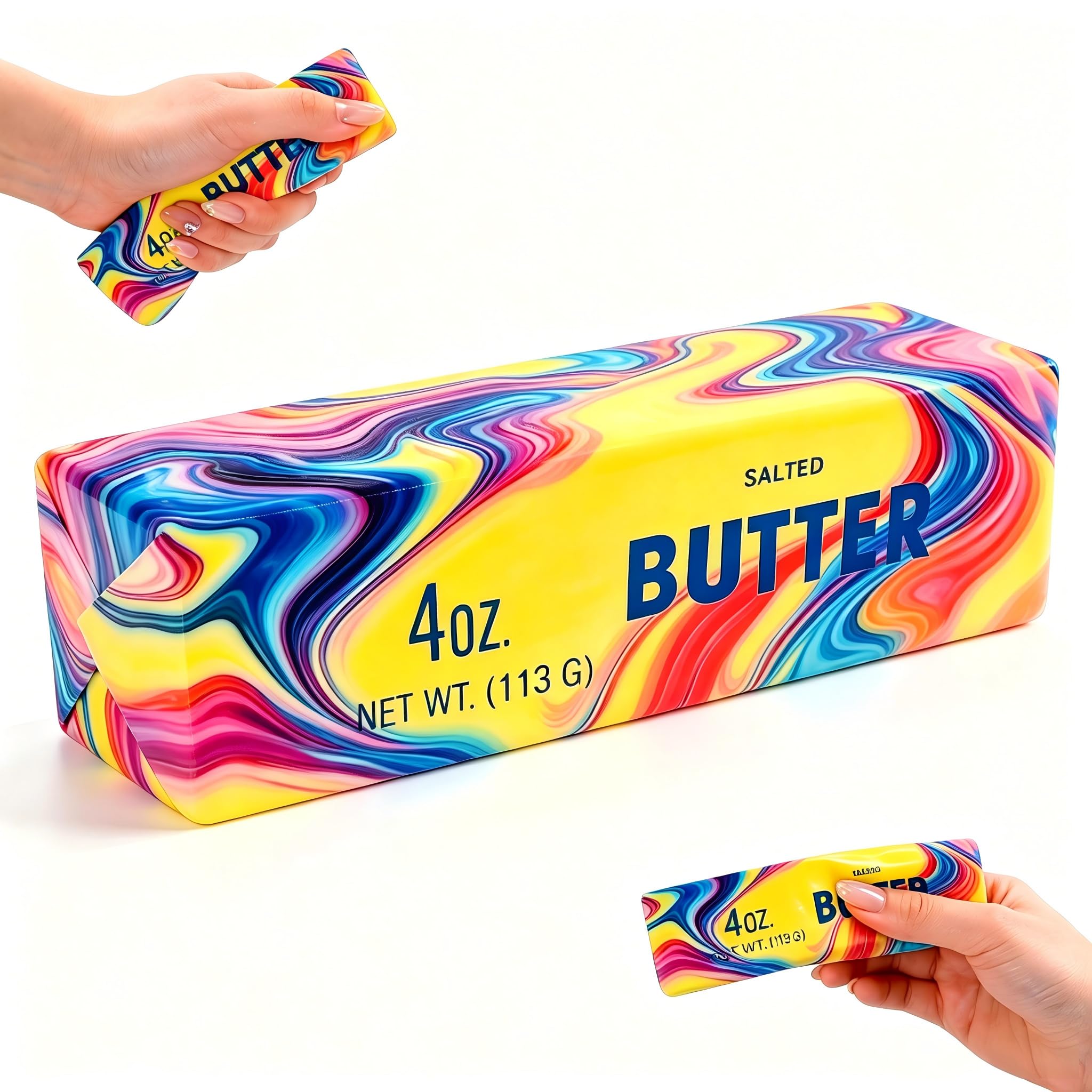 Squeeze Butter Toy, Butter Squishy Stress Toy, Slow Rebound Butter Squeeze Stress Toys, 5.5"x1.5" Stress Relief Sensory Toys for Adults, Funny Novelty Office Desk Decor (colorful) — image 1