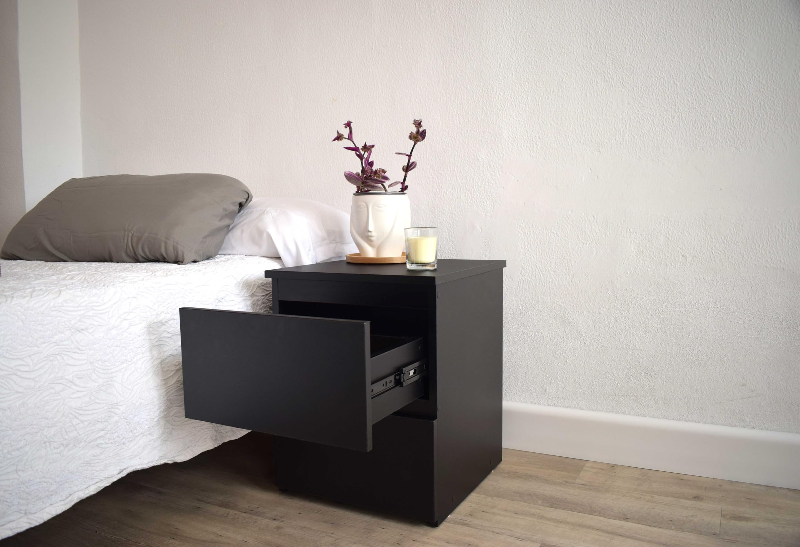 Beetle Wood - Cajonera negra con compartimento secreto y doble fondo invisible | Mueble camuflado con cerradura NFC y app móvil | Caja fuerte oculta para dinero, joyas y documentos | Montado