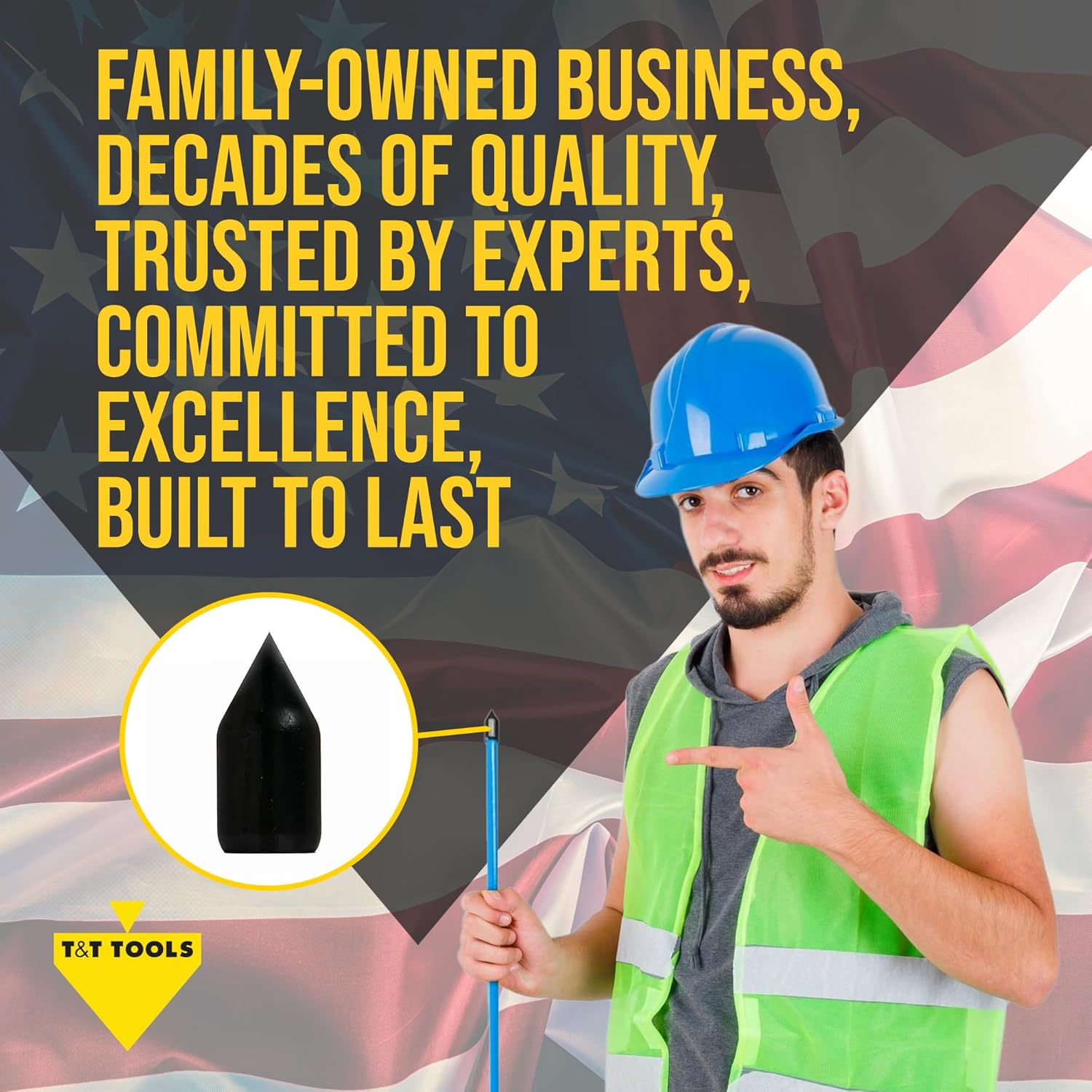 T&T Tools Standard Replacement Tips for 3/8" Soil Probe Rods - Compatible with Smart Stick & Mighty Probe - Ideal for Locating, Plumbing, Landscaping & Gardening Tools - Durable Metal Rod Tips,12-Pack