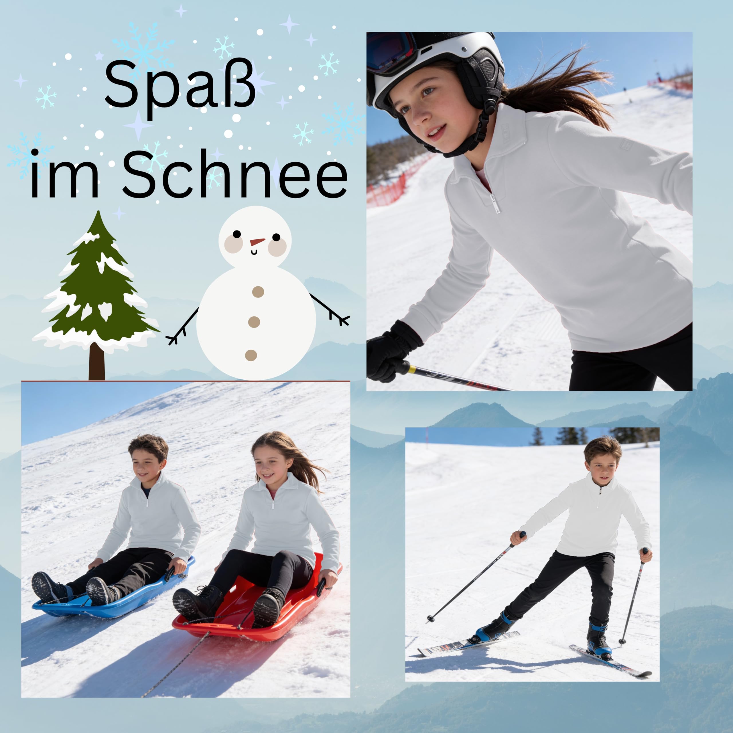 Medico Ski Shirt, 100% Baumwolle, Langarm, Rollkragen, Reißverschluss