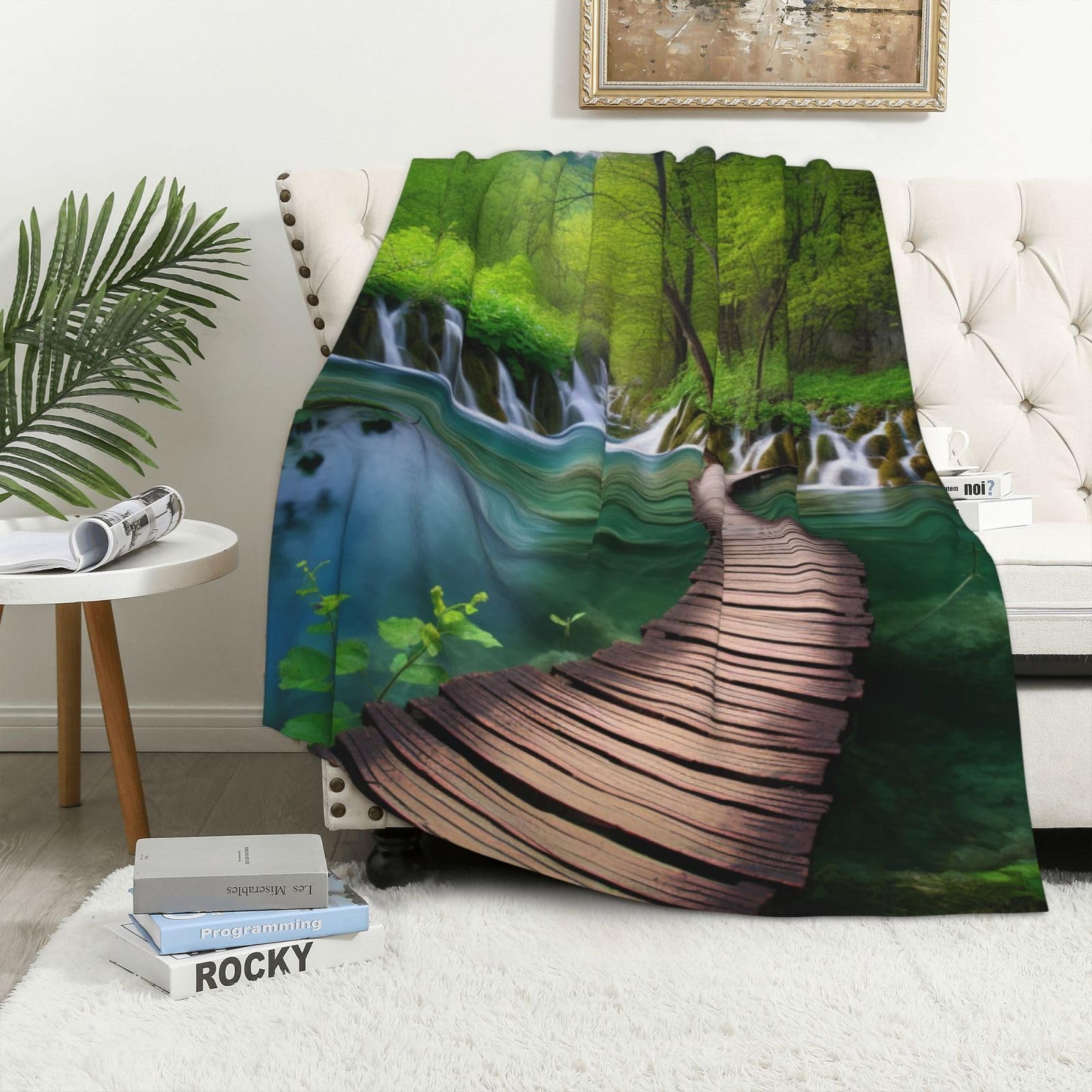 Couverture douce en flanelle Plitvice de 320g pour le salon