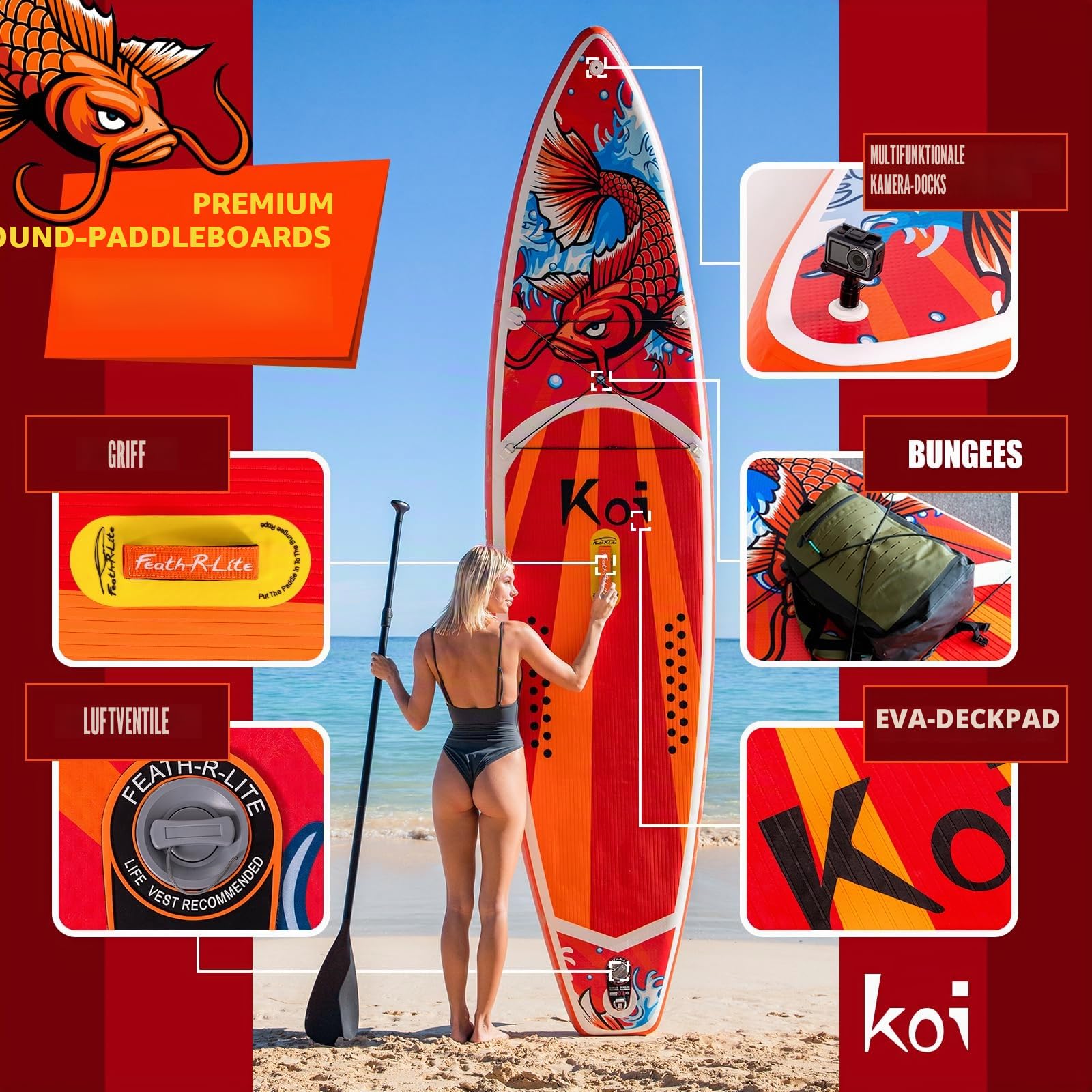FunWater 10' &11' Stand Up Paddle Board Sup Board, Aufblasbares Stand Up Paddle Board für Erwachsene, Alle Fähigkeiten mit Aller Zubehör