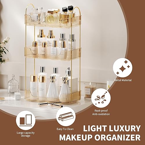 Miniatura 5 de Organizador de baño, bandejas de tocador para baño, estante organizador de maquillaje para cuidado de la piel, organizador de tocador, estante de
