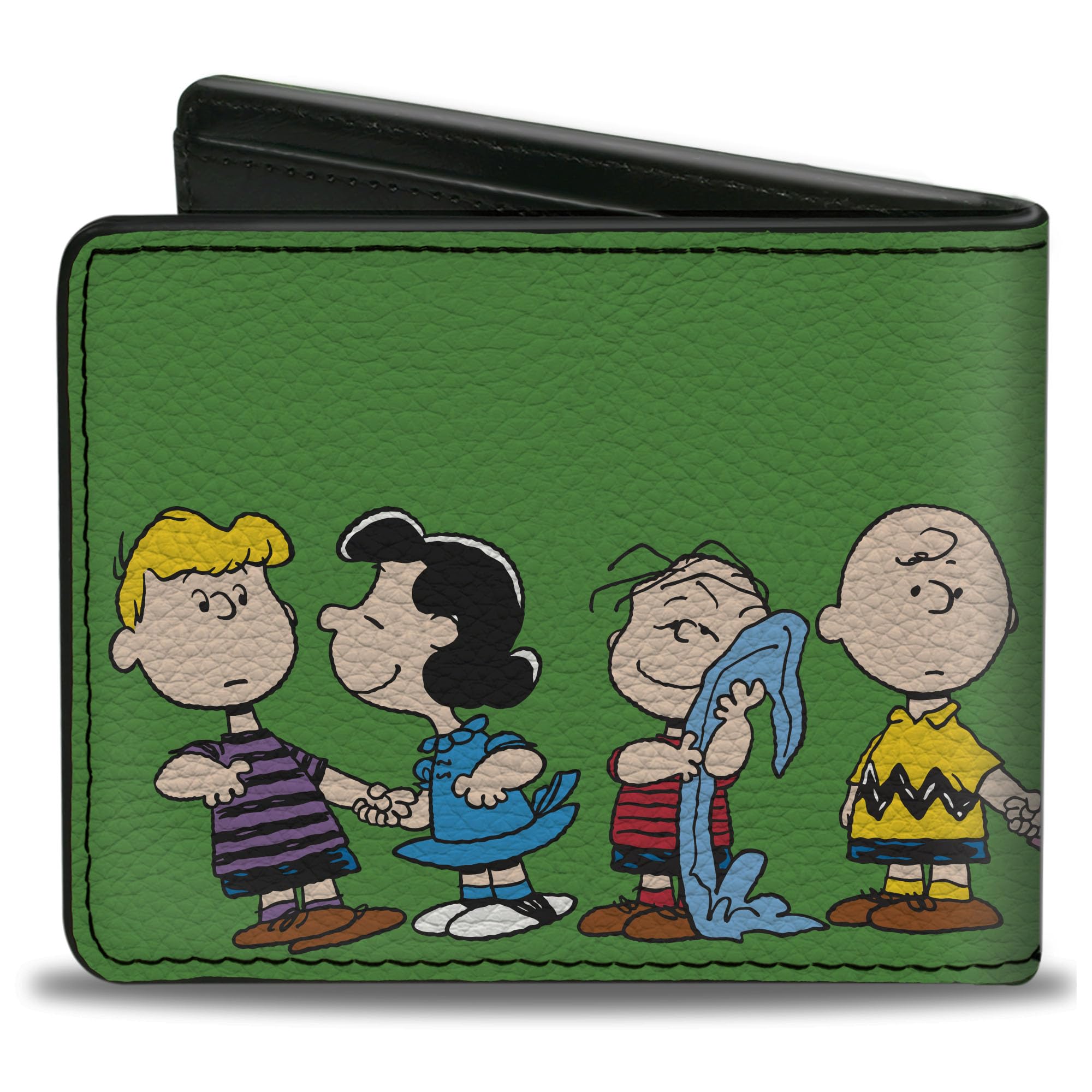 Buckle-Down Peanuts Worldwide LLC Wallet, Bifold, Peanuts Gang Group Pose Green, Vegan Leather