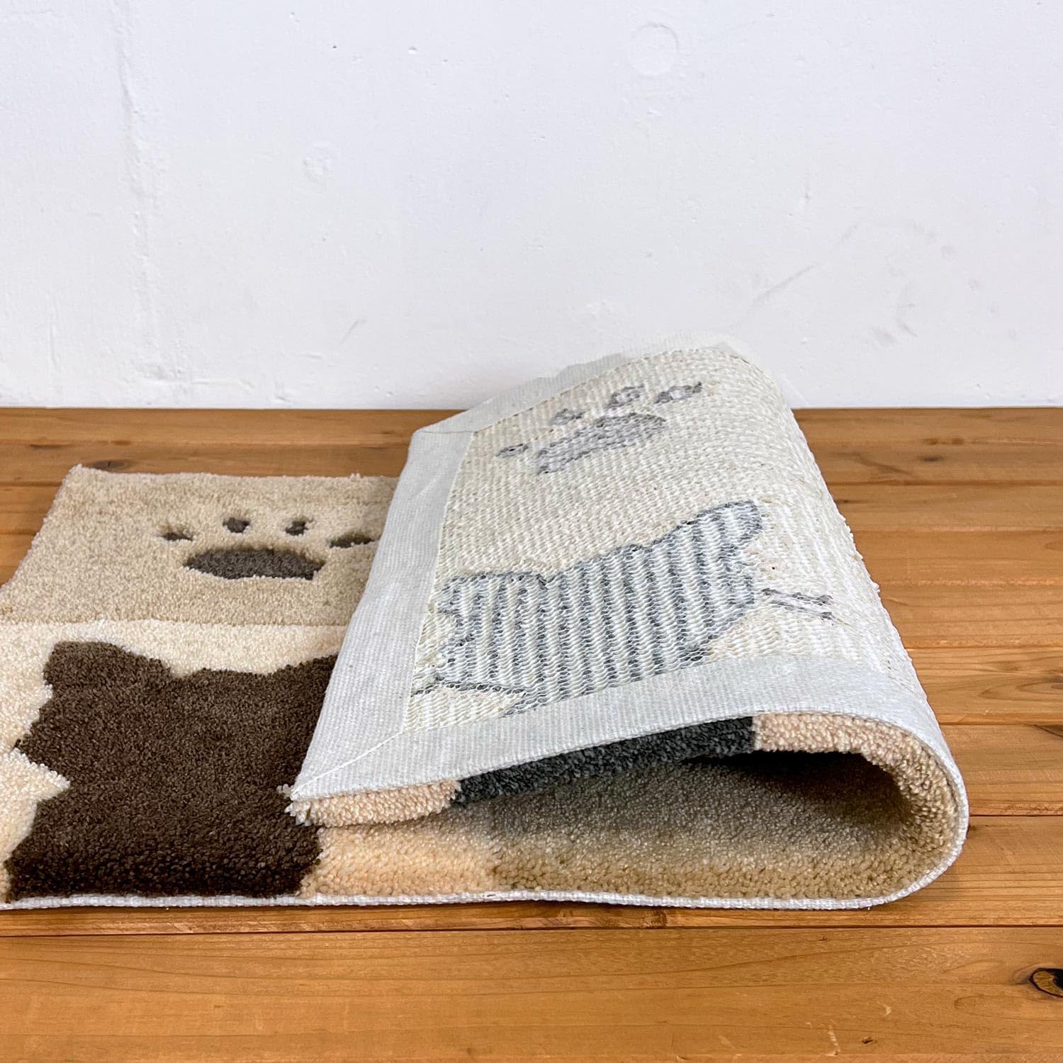 玄関マット スリーキャットブロック 室内 約43cm&times;68cm グレー