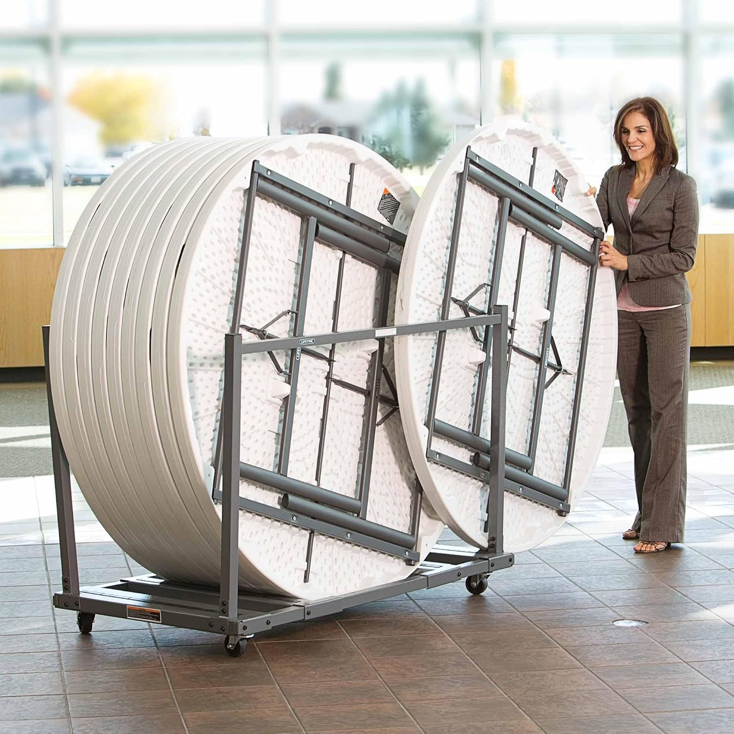 LIFETIME 80193 Sand Finish Table Cart with Heavy Duty Steel, Black