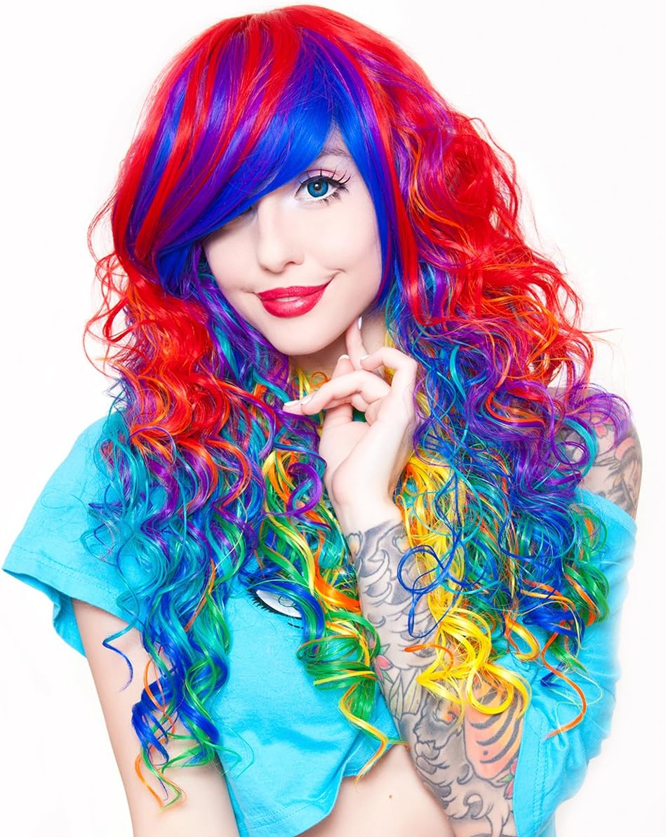 RockStar Wigs Rainbow Rock Long Curly Hair Prism 1 Wig -00218