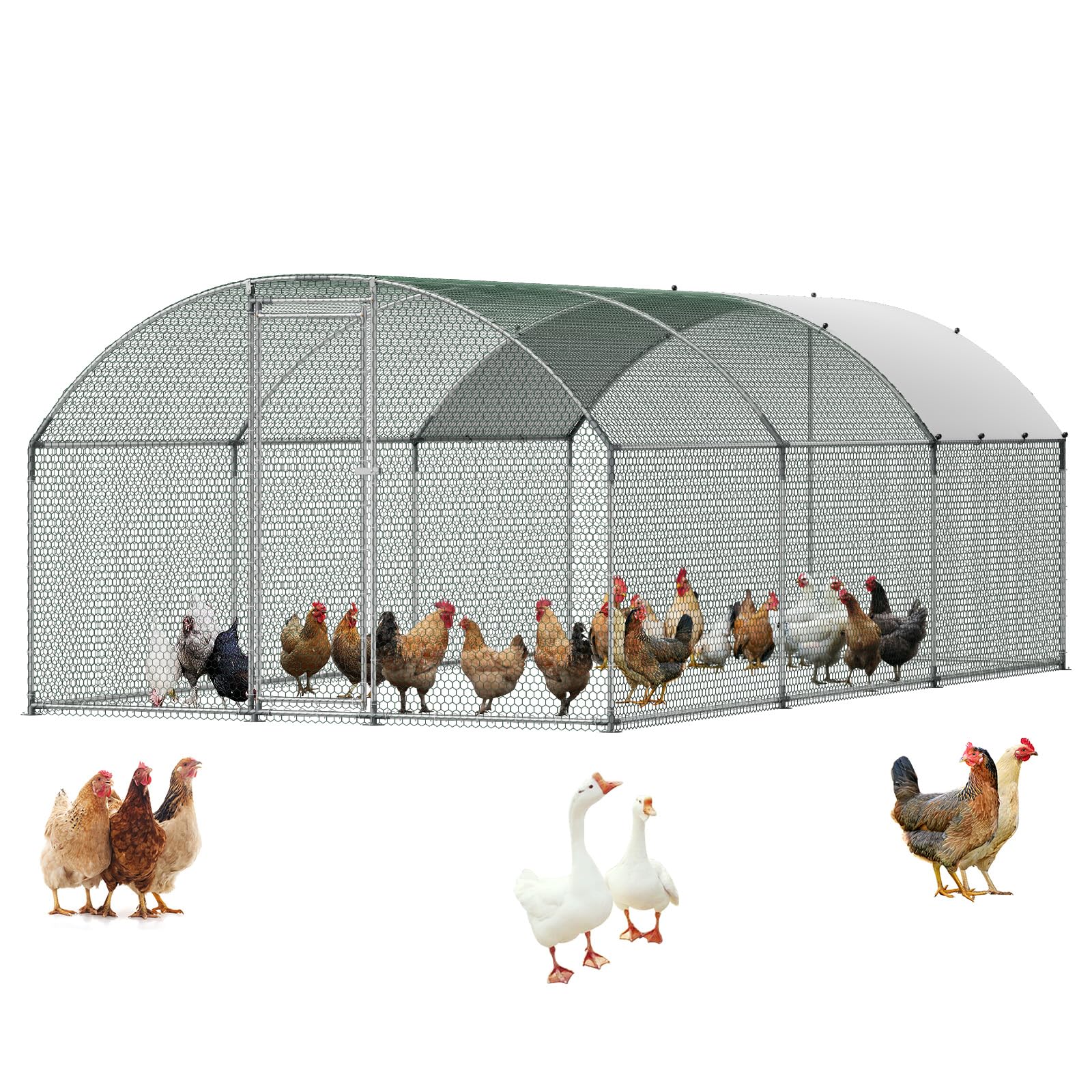 VEVOR Pollaio Metallico 3 x 6 x 2 m da Esterno con Copertura Impermeabile