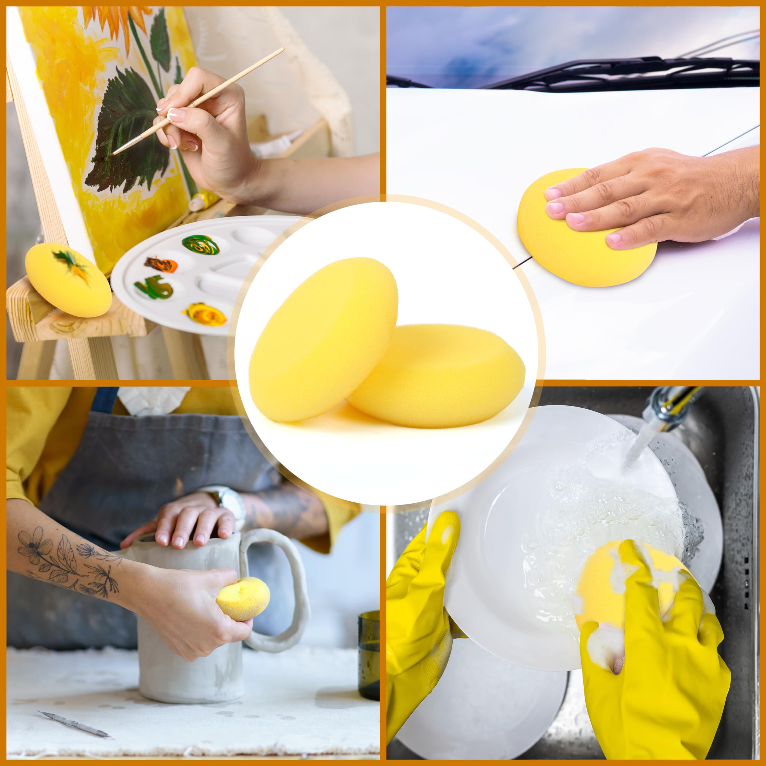 Set 25 Spugnette Da Pittura Rotonde - 7.3cm Per Tempere, Acrilici E Decorazioni - Foto 10