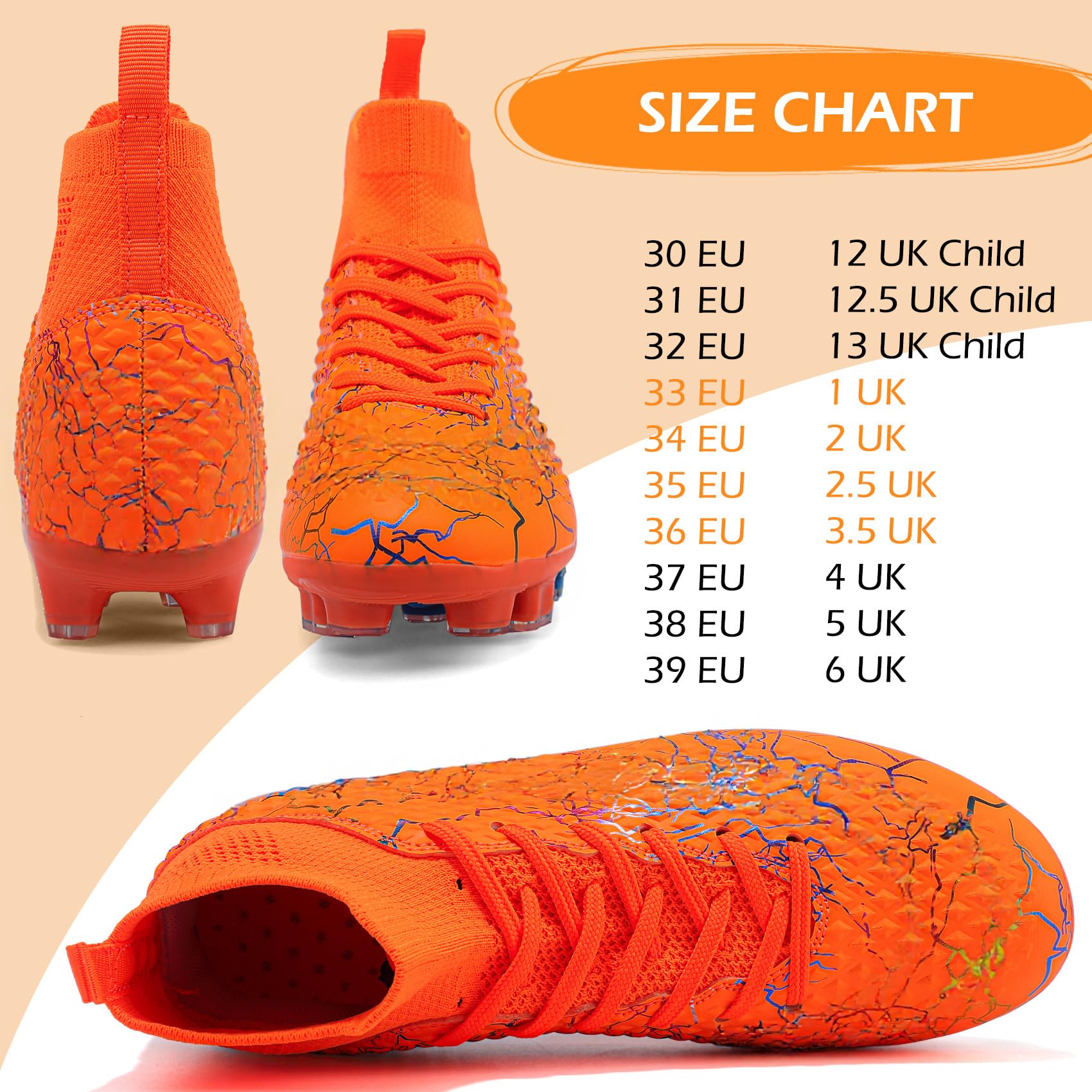 PiDaGlobal Scarpe da Calcio Bambini e Ragazzi Tacchetti da Professionali attività all'aperto Scarpe per Competizioni e Allenamento Scarpe da Calcetto per Adolescenti