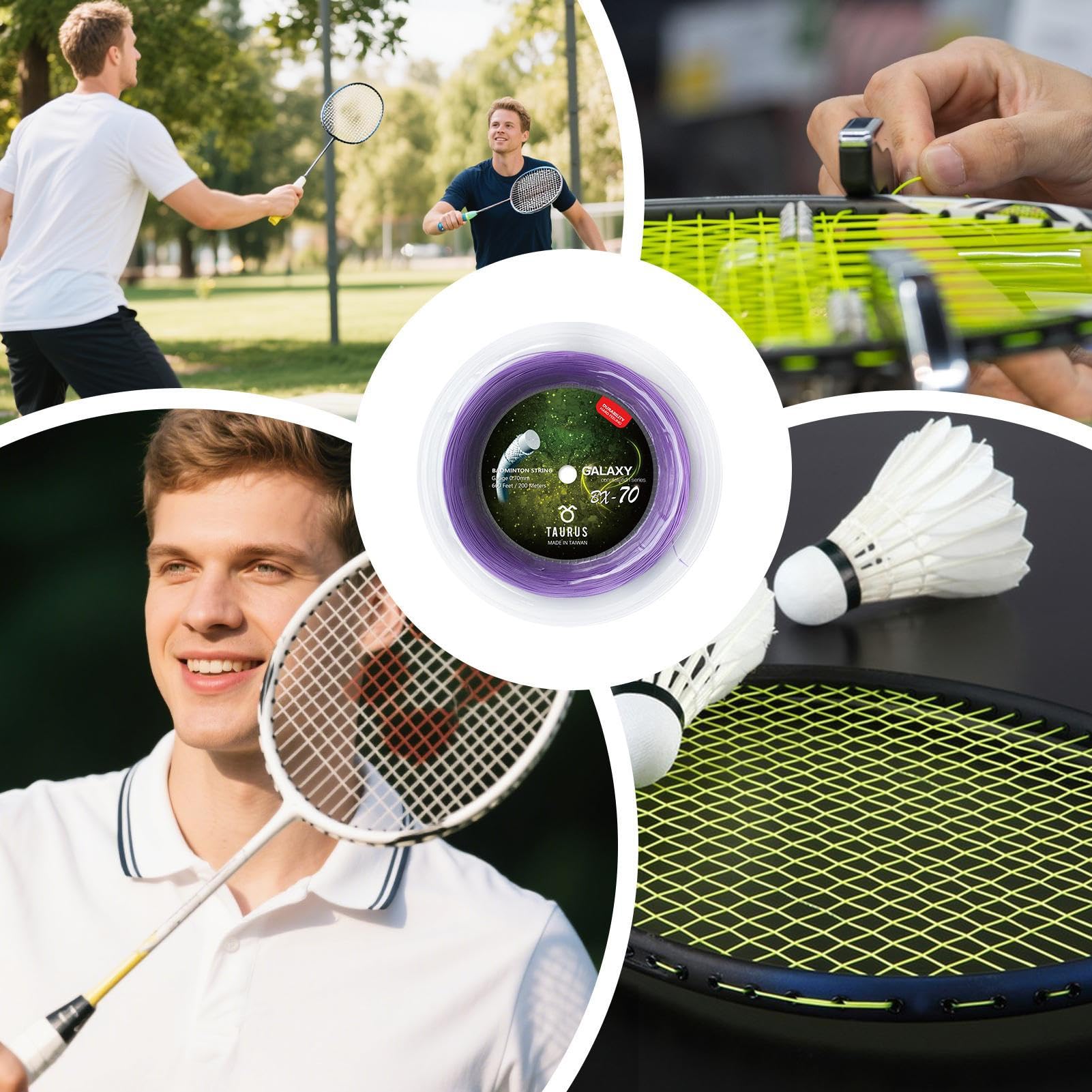 Générique Bobine de Cordage Badminton | Câble De Badminton À Haute Élasticité,Fil à Haute Élasticité 200m pour Débutants et Joueurs Confirmés