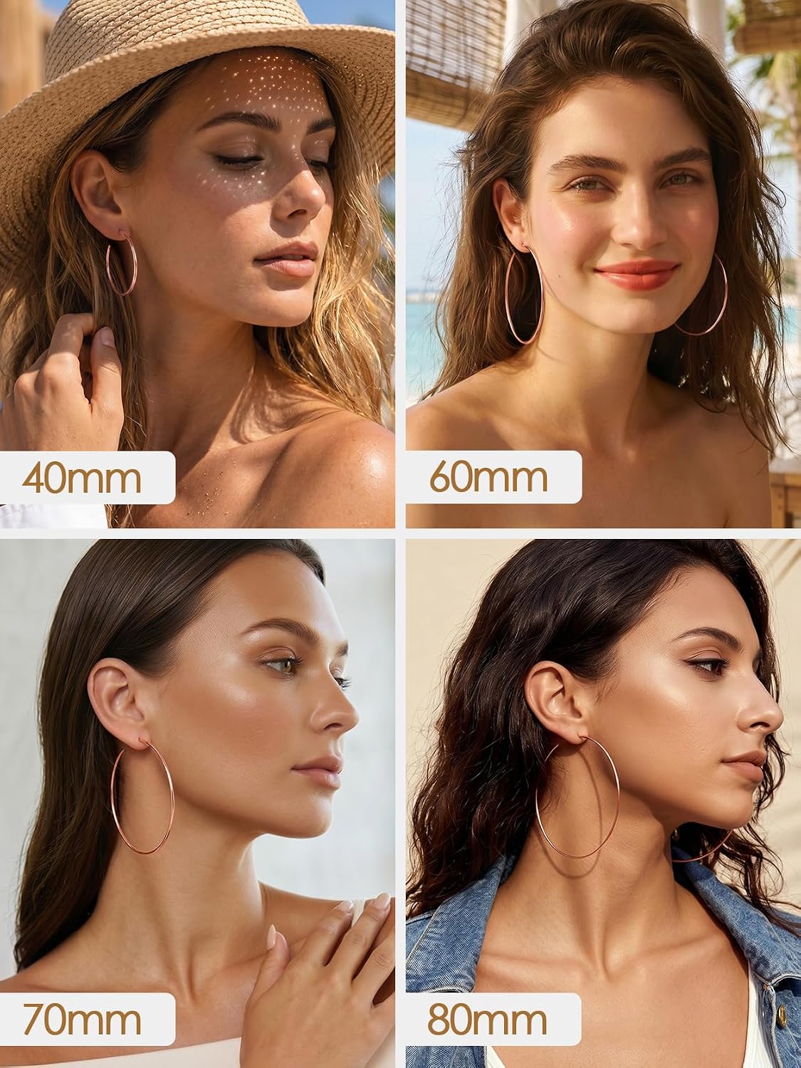 KeyStyle Hoop Earring for Women,Gold/Silver/Black/Rose Gold Thin Hoops image 3