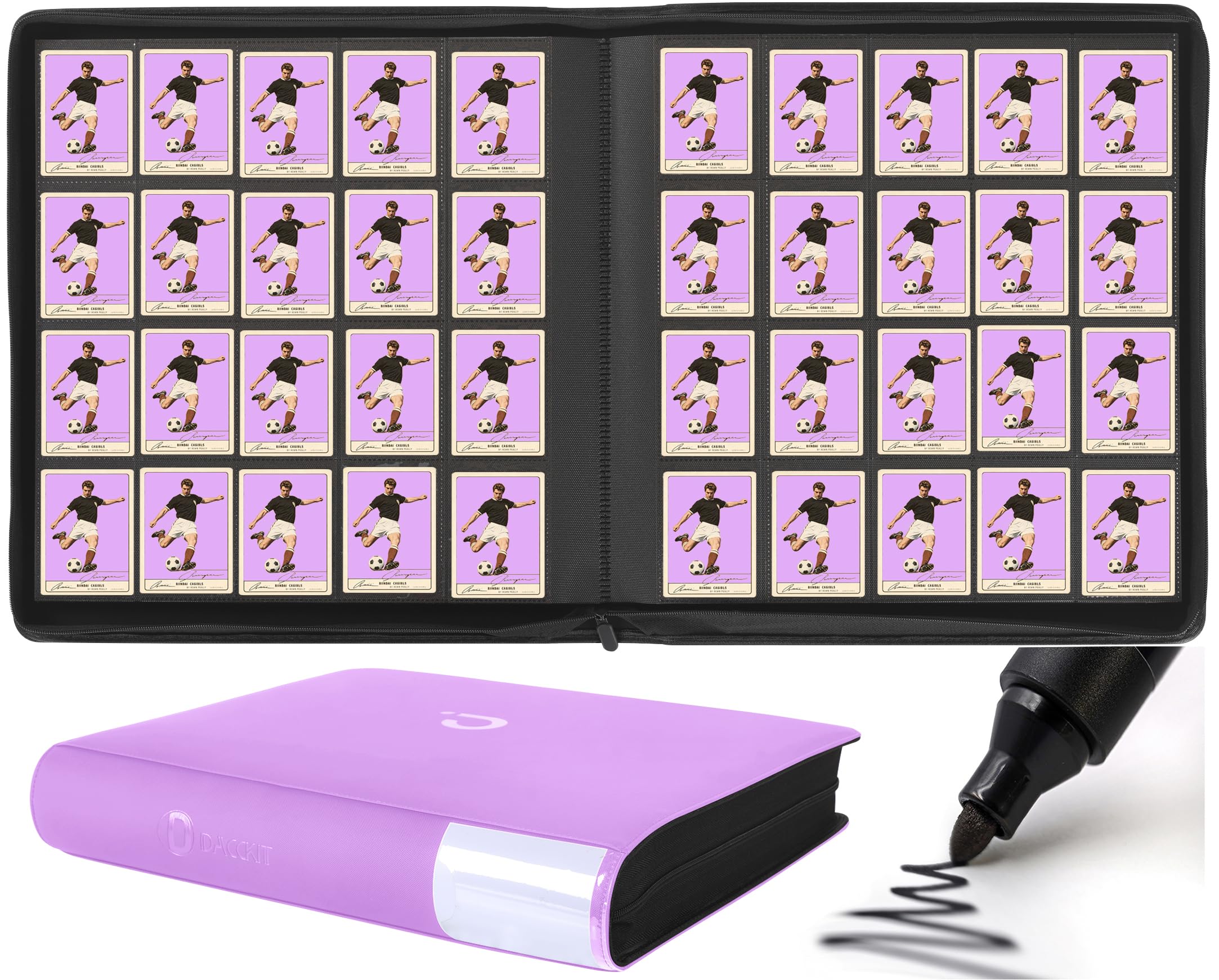 Premium Card Binder 20 Pocket - Fits 2000 Cards, 5x4 Ringless Card Album with Sleeves Compatible with Trading & Sports Cards（Model A，Light Purple）