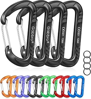 Carabiner Clip Heavy Duty, 4 Pack 12Kn (2697 lbs) Heavy Duty Keychain Aluminum Wiregate Caribeaners for Keys, Hammock, Hiking, Dog Leash