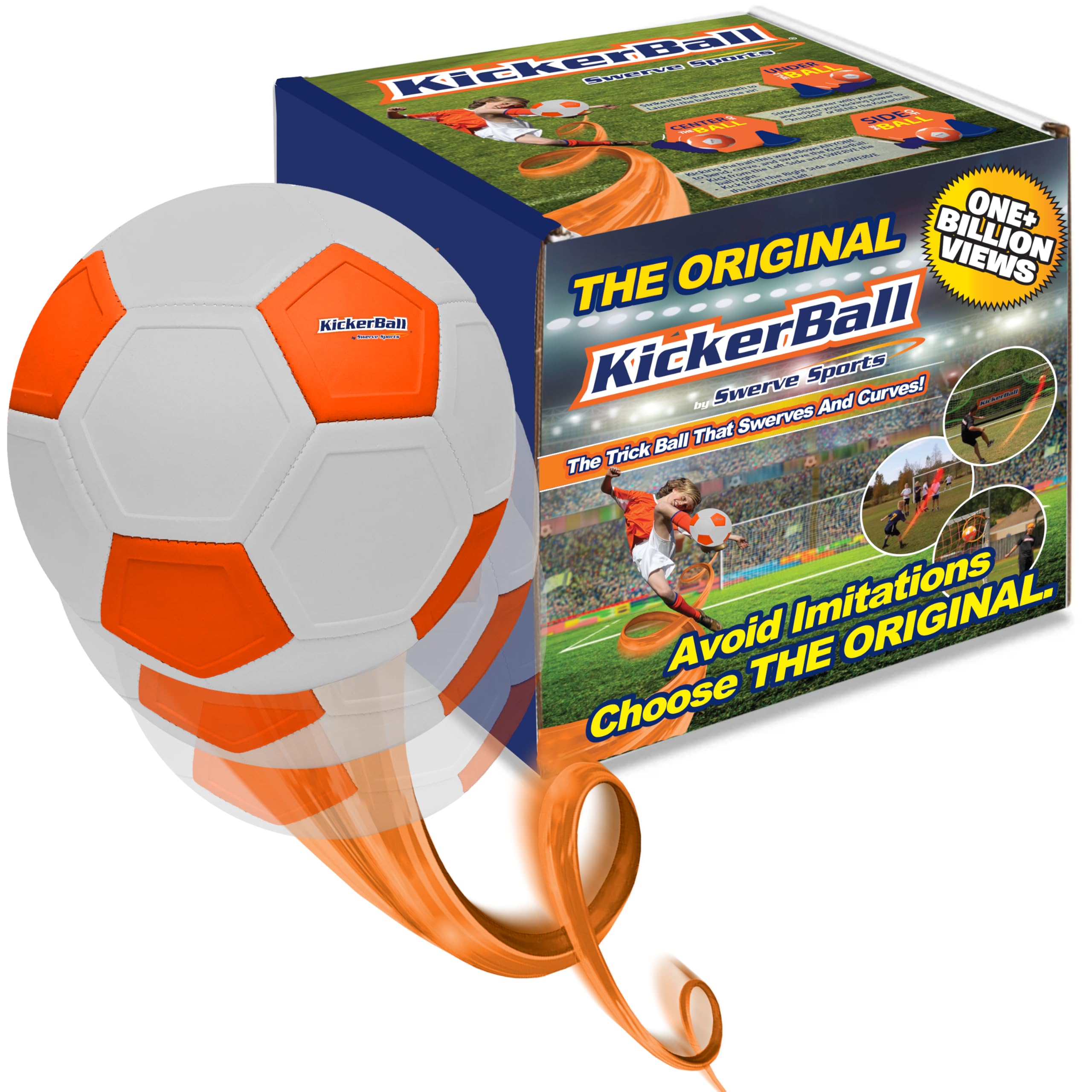 Kickerball - Curve and Swerve Soccer Ball/Football Toy - Kick Like The Pros, Great Gift for Boys and Girls - Perfect for Outdoor & Indoor Match or