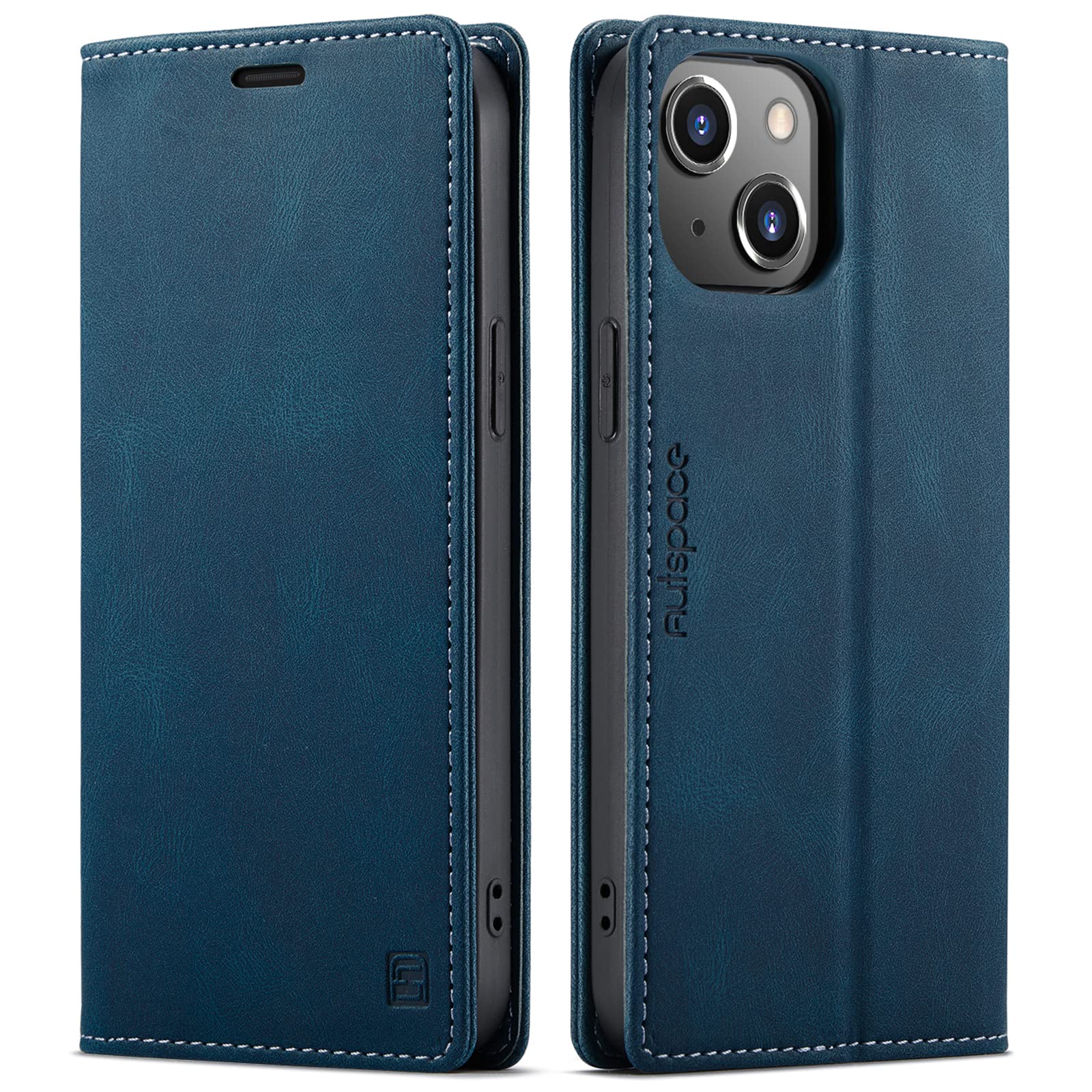 iPhone 15ケース iPhone15 手帳型ケース case RFID磁気防止 スキミング防止 スマホケース 携帯カバー 肌触り良い 肌感レザー スタンド機能 薄型 360度保護 高質感 (iPhone15 6.1inch対応) ネイビー