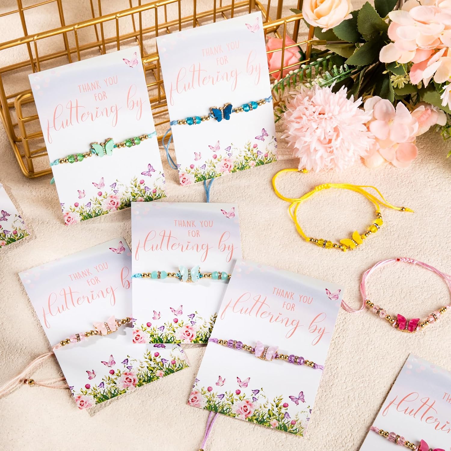 Tondiamo Butterfly Rhinestone Beads Girl Bracelets Gifts with Card
