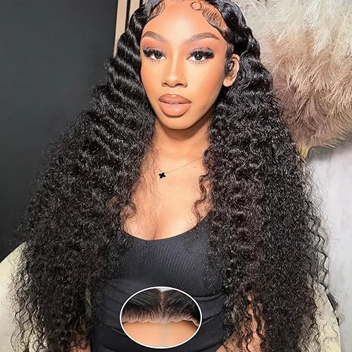 Miniatura 9 de Forevermore Pelucas de cabello humano rizado con encaje frontal para mujeres negras, peluca de cierre de encaje 4 x 4, predepilada, densidad del 150