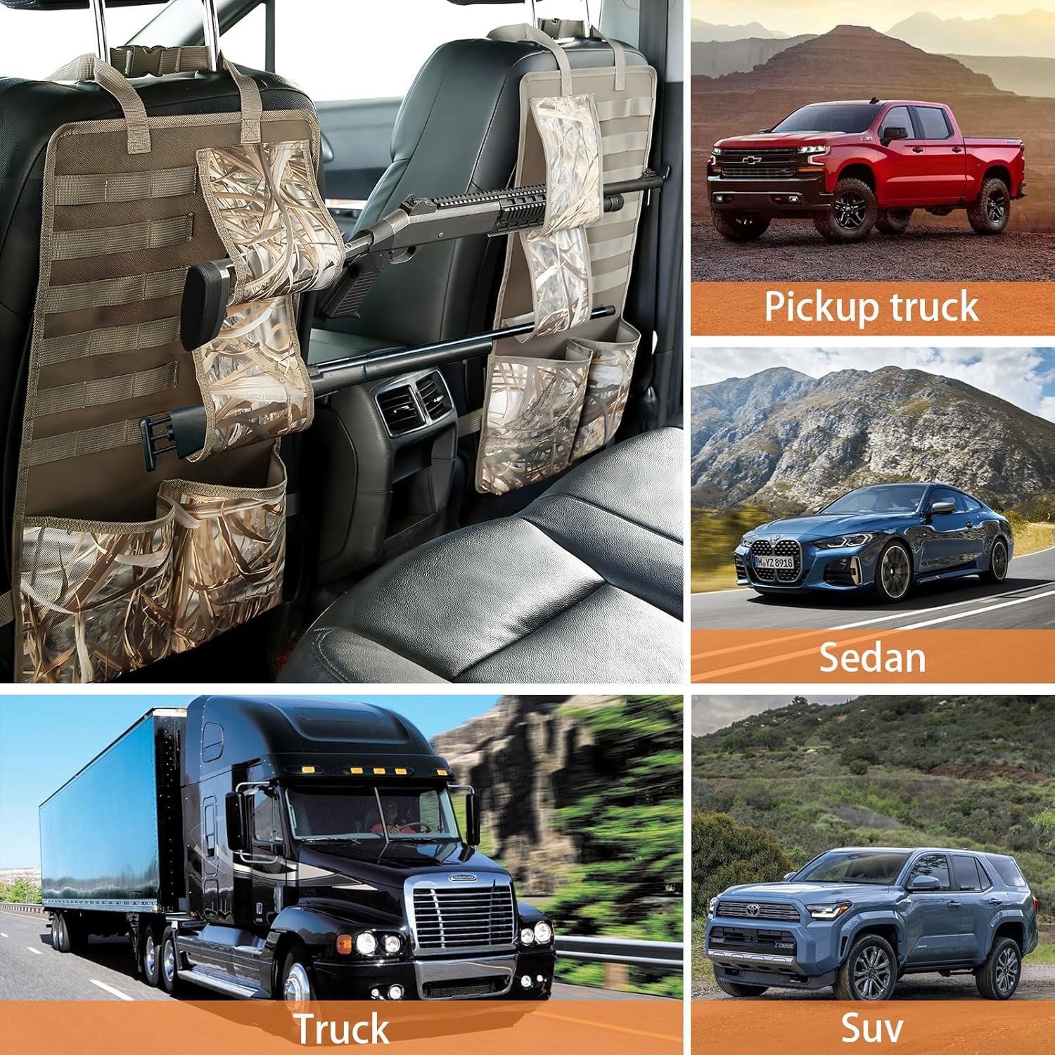 aiGear Auto Rücksitz Waffenständer Organizer mit MOLLE-Panel 2 Pack