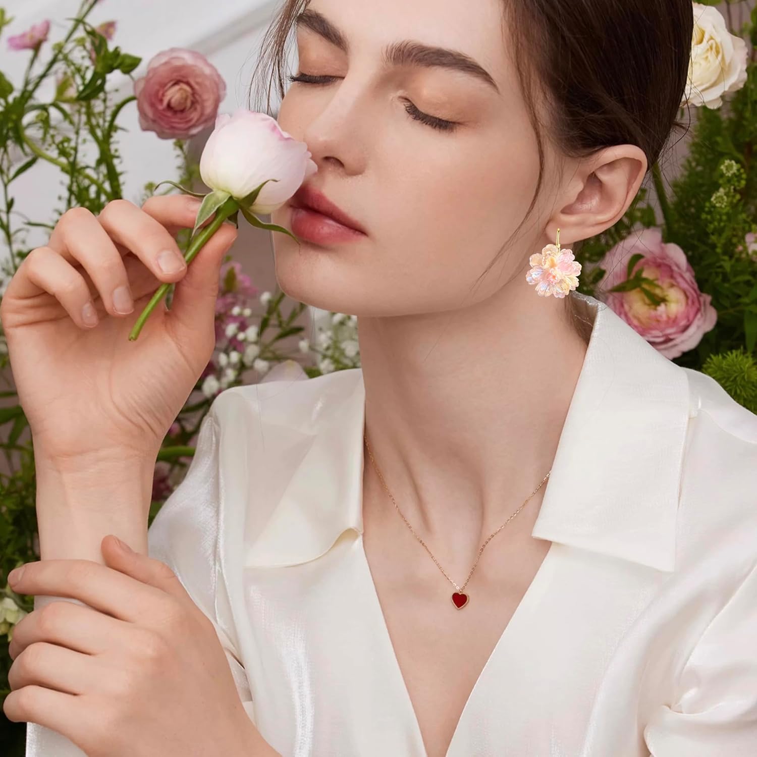 Bohemian Handmade Colorful Resin Flower Floral Camellia Dangle Drop Leverback Earrings For Women - Image 3